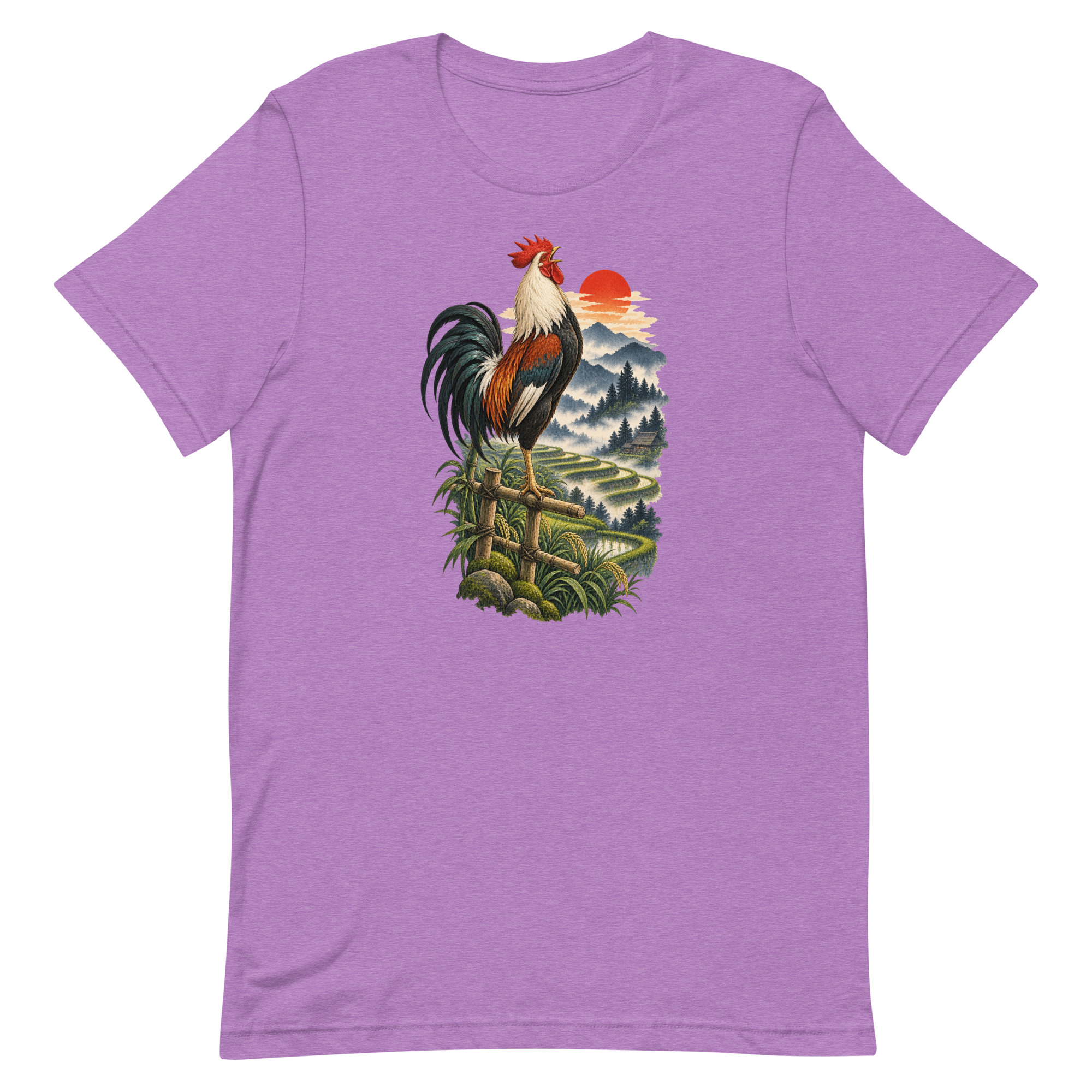 Japanese Rooster Rice Terrace Sunrise Art, Japanese Art Tee, Mythology Gift - Image 76