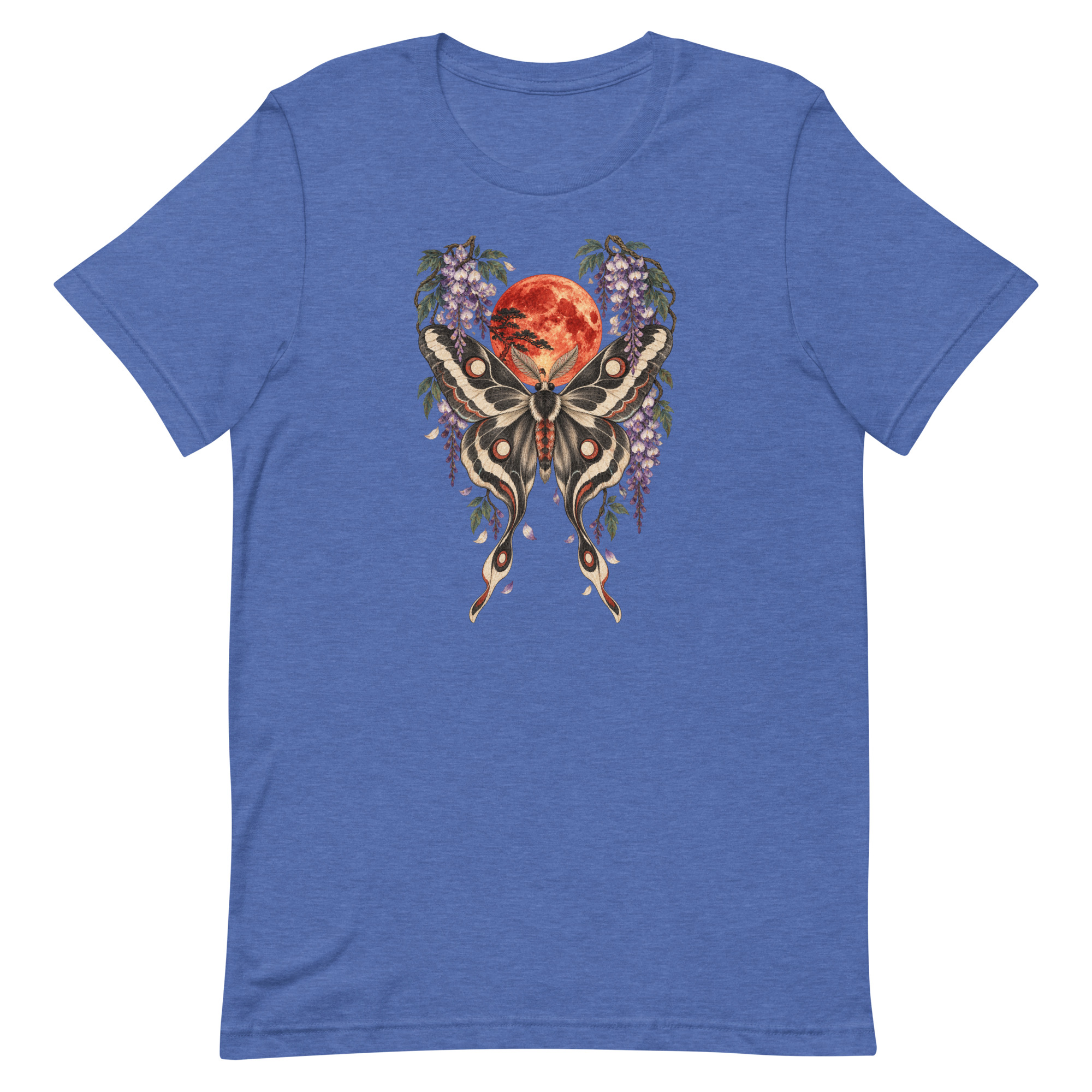 Japanese Moth Red Moon Wisteria Ukiyo-e Art T-Shirt - Image 40