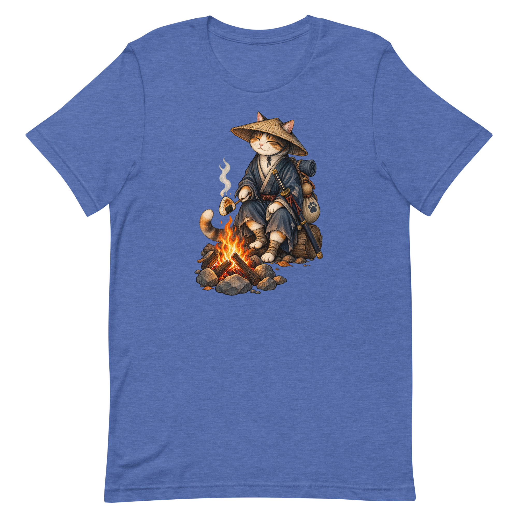 Samurai Cat Onigiri Campfire Japanese Art, Japanese Art Tee, Mythology Gift - Image 40