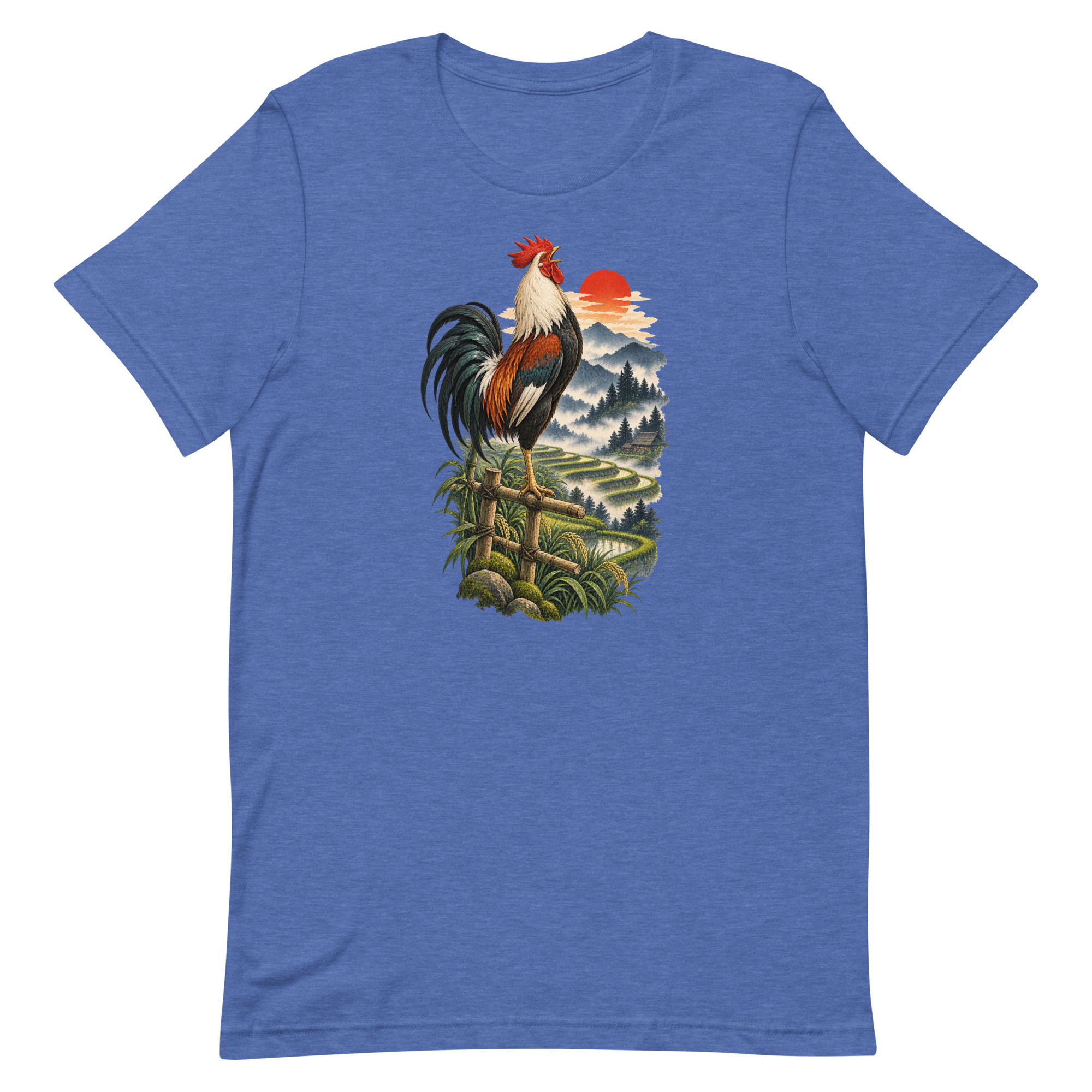 Japanese Rooster Rice Terrace Sunrise Art, Japanese Art Tee, Mythology Gift - Image 38