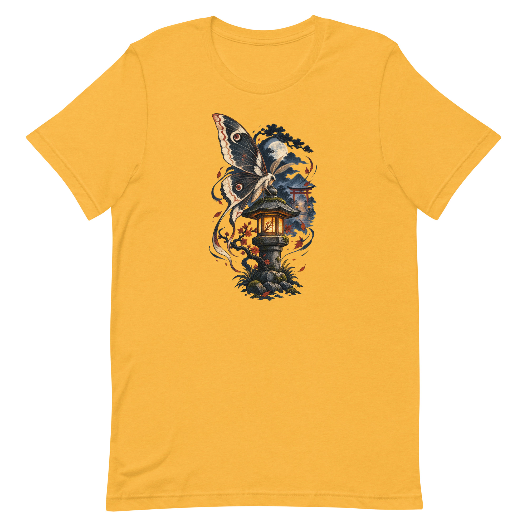 Japanese Moth Lantern Shrine Night Yokai Art T-Shirt - Image 87