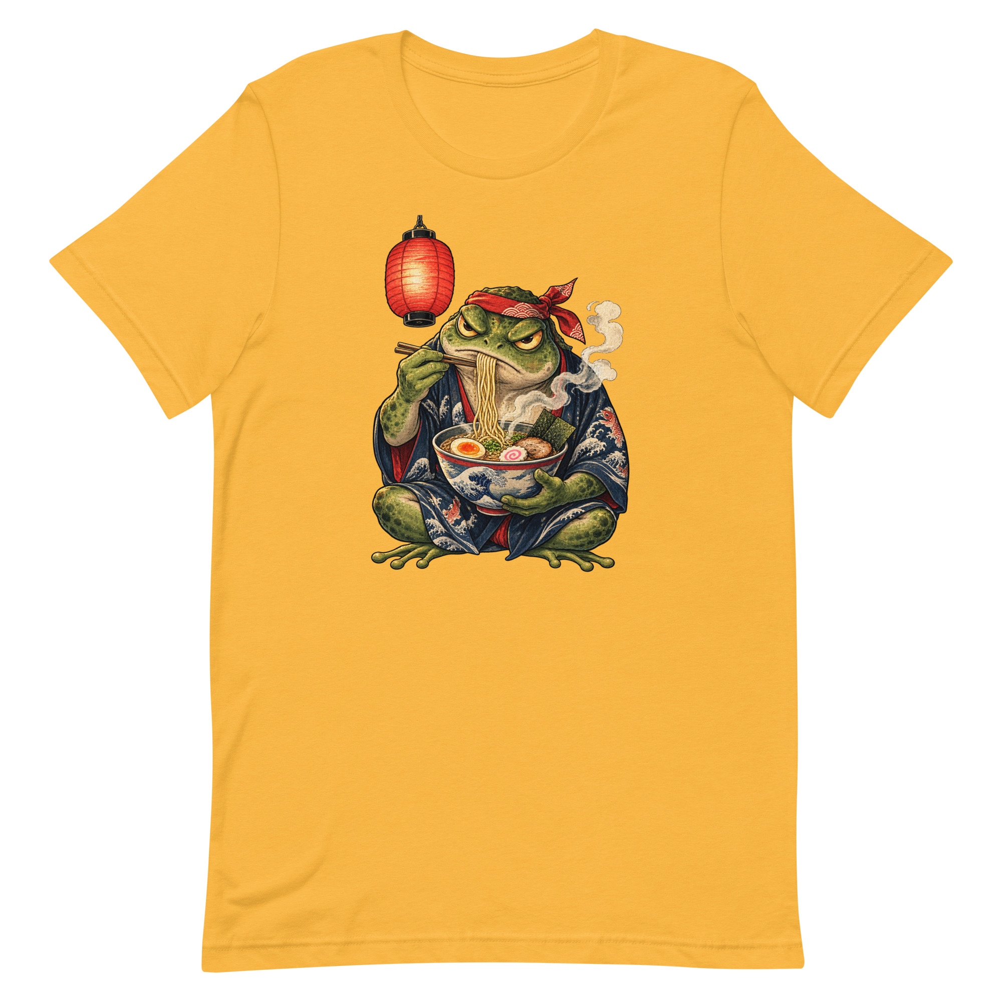 Grumpy Frog Ramen Lantern Japanese Ink Art T-Shirt - Image 89