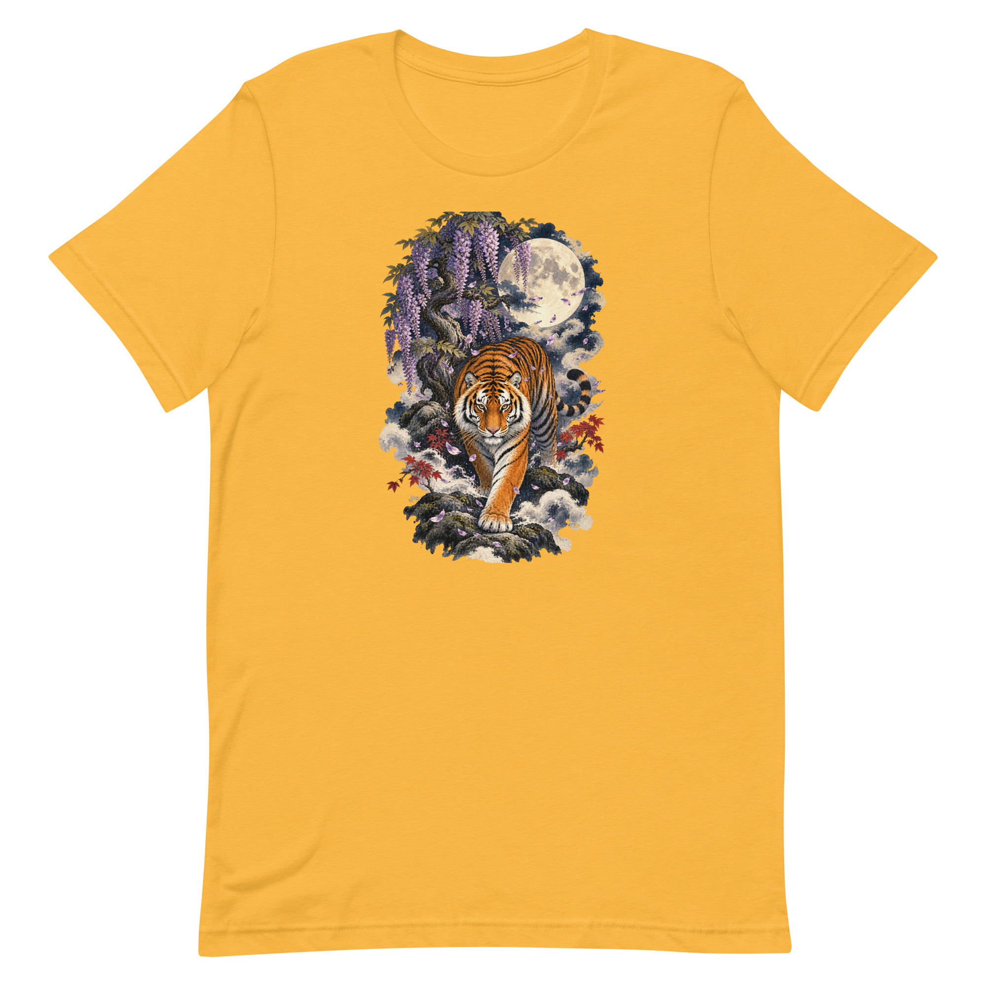 Japanese Tiger Wisteria Full Moon Art, Japanese Art Tee, Mythology Gift - Image 87