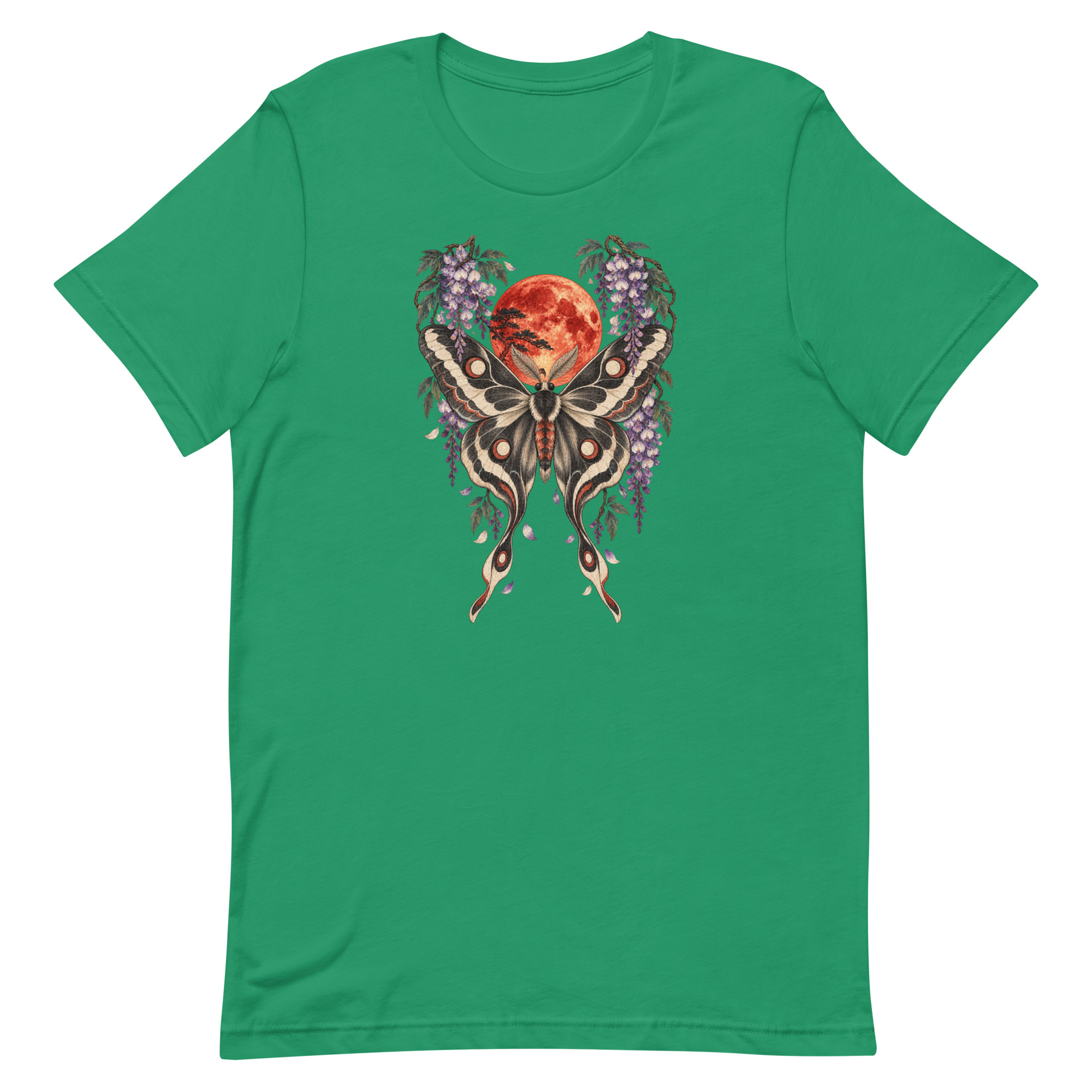 Japanese Moth Red Moon Wisteria Ukiyo-e Art T-Shirt - Image 41