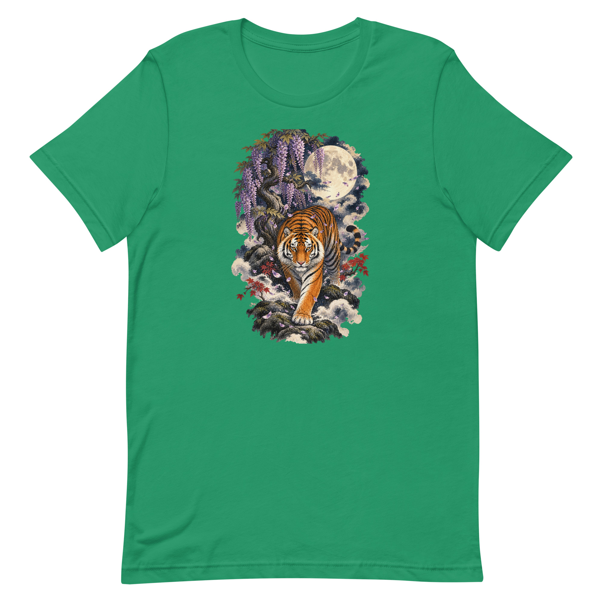 Japanese Tiger Wisteria Full Moon Art, Japanese Art Tee, Mythology Gift - Image 39