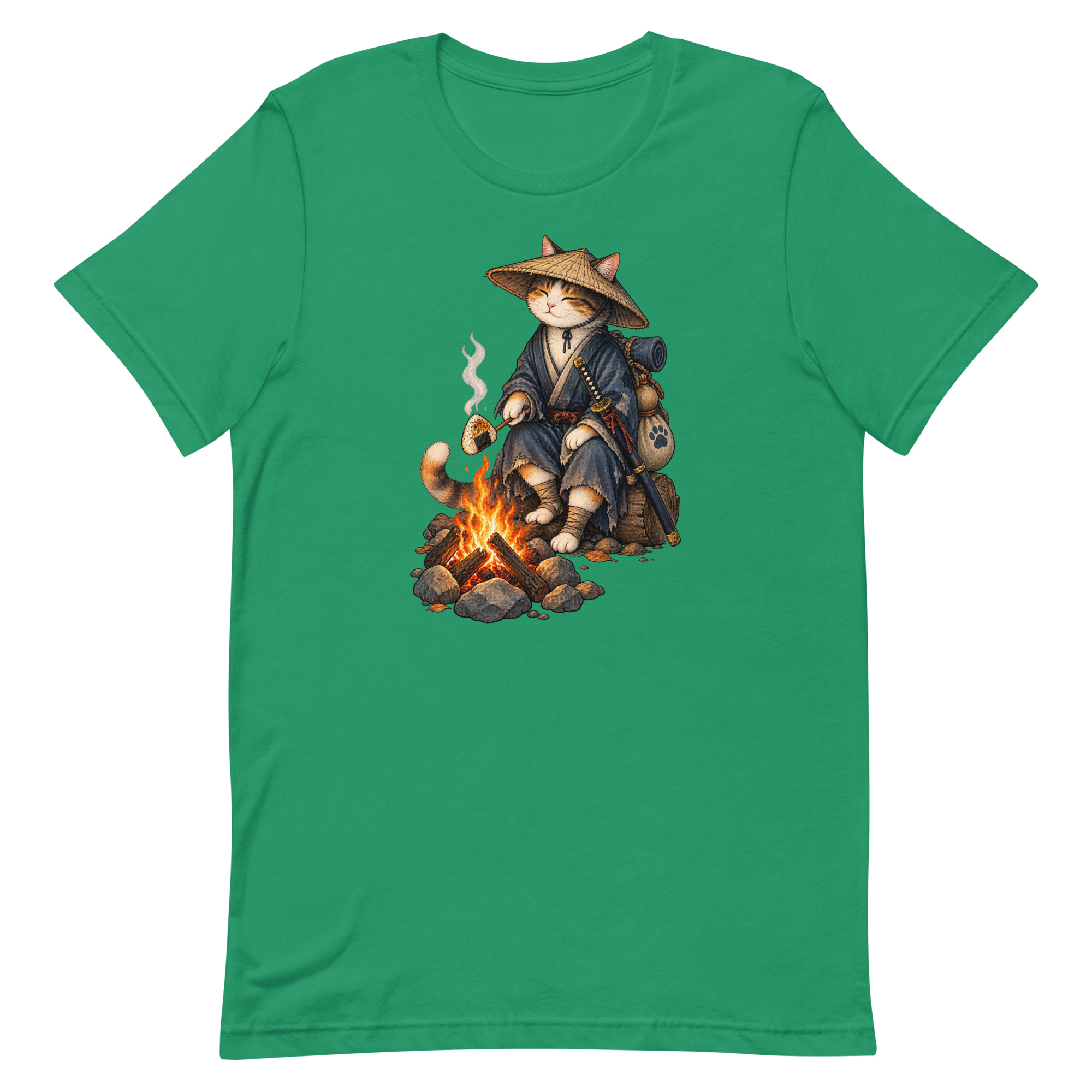 Samurai Cat Onigiri Campfire Japanese Art, Japanese Art Tee, Mythology Gift - Image 41