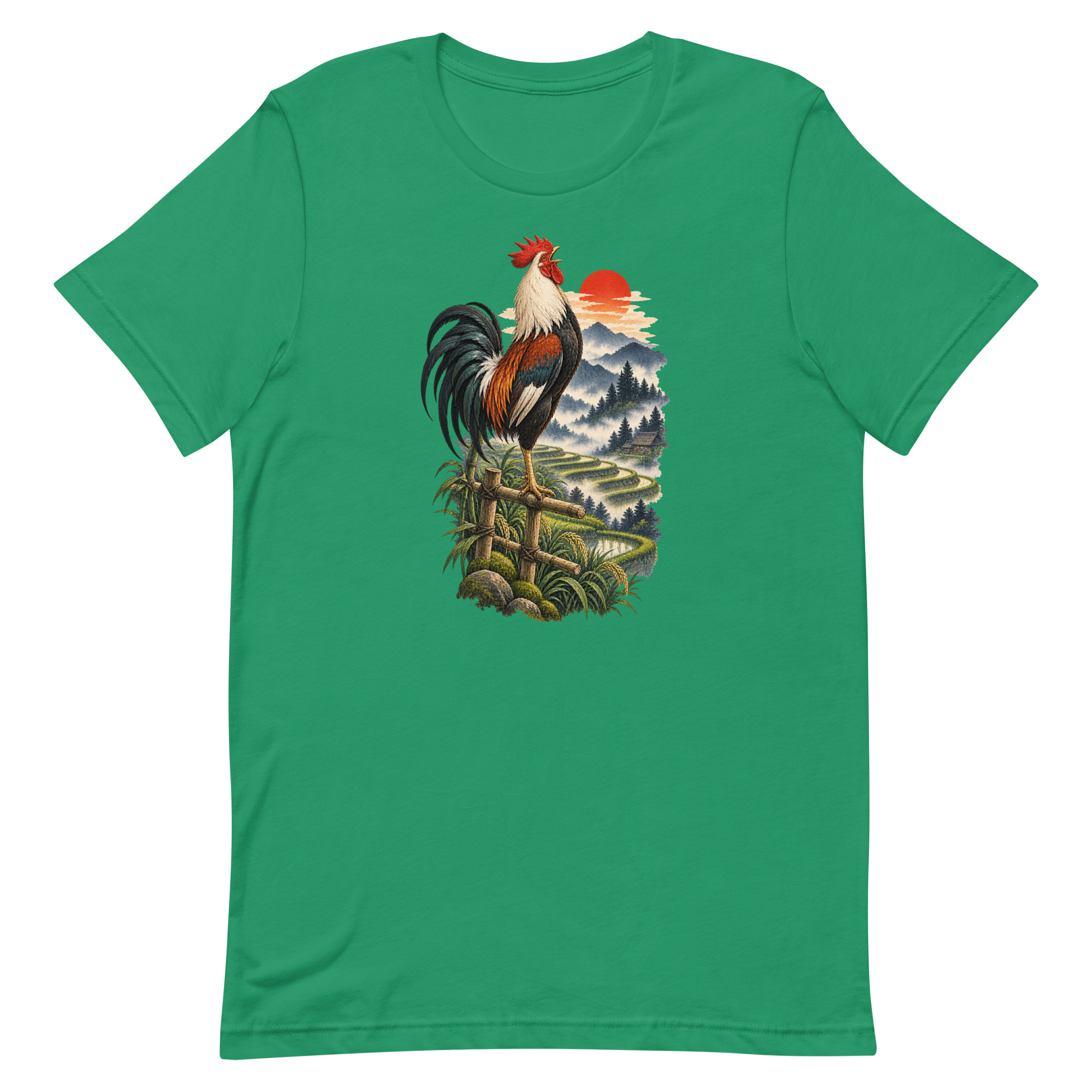 Japanese Rooster Rice Terrace Sunrise Art, Japanese Art Tee, Mythology Gift - Image 39