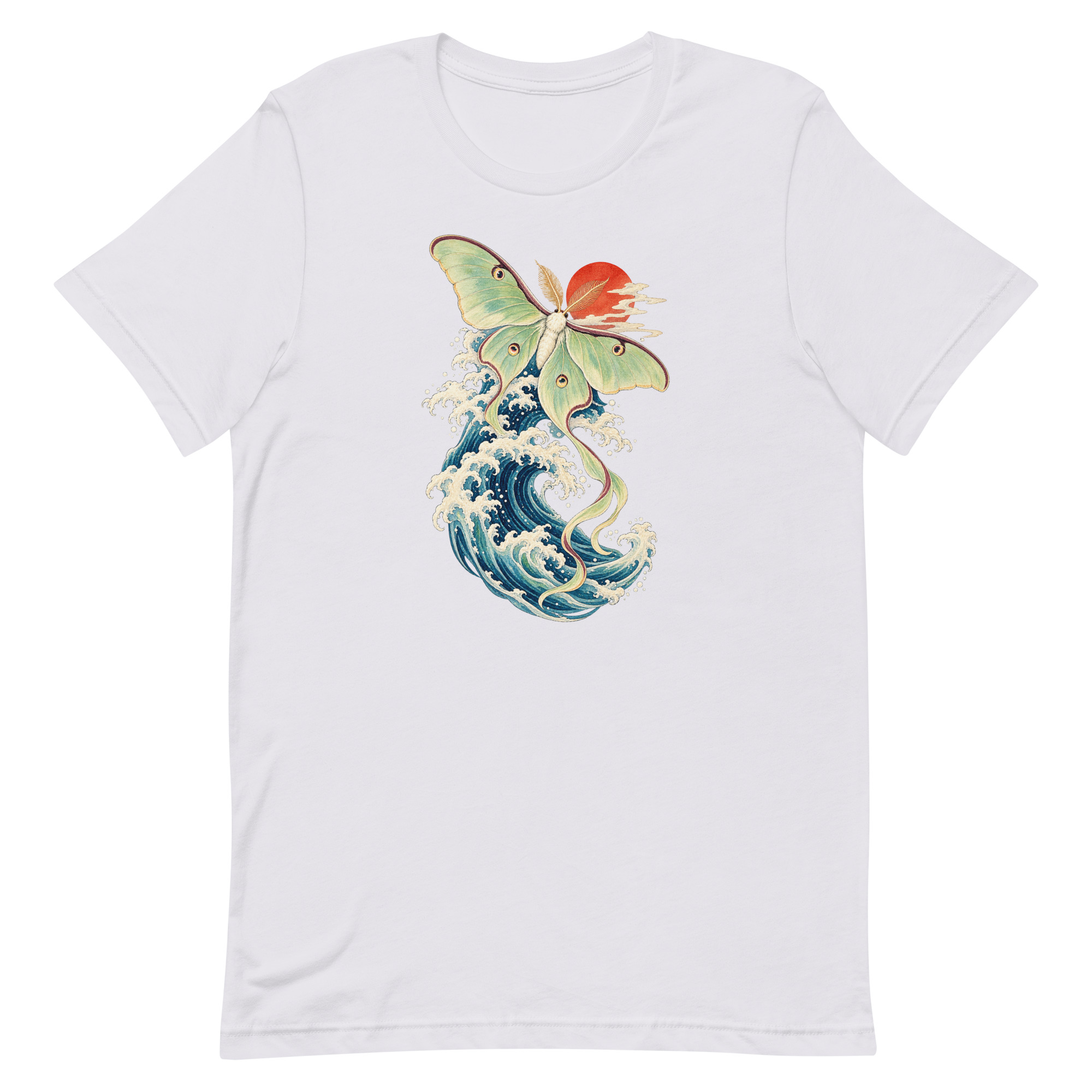 Luna Moth Great Wave Japanese Ukiyo-e Art T-Shirt - Image 40