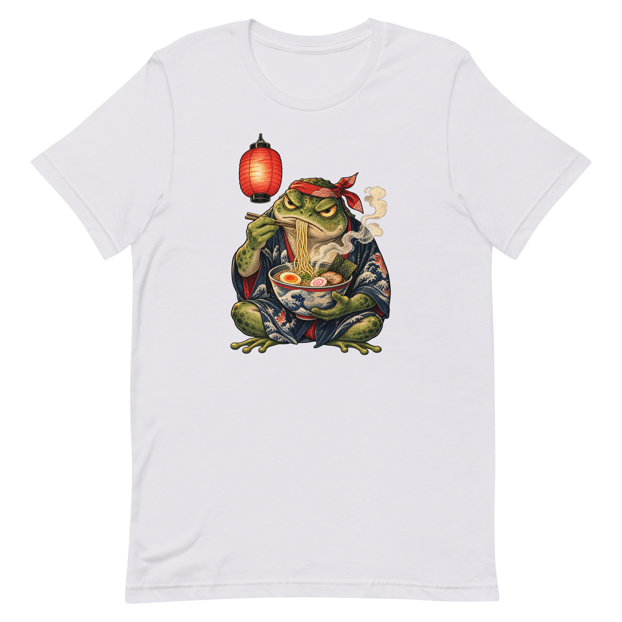Grumpy Frog Ramen Lantern Japanese Ink Art T-Shirt - Image 42