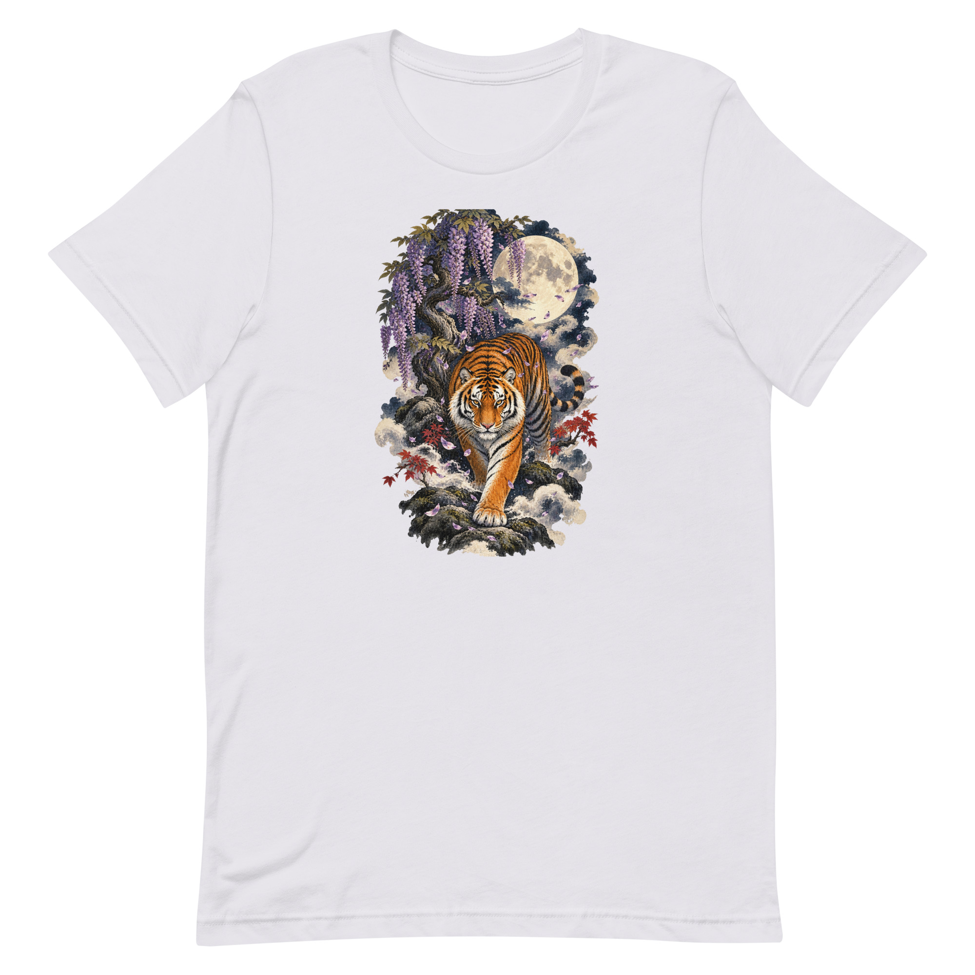 Japanese Tiger Wisteria Full Moon Art, Japanese Art Tee, Mythology Gift - Image 40