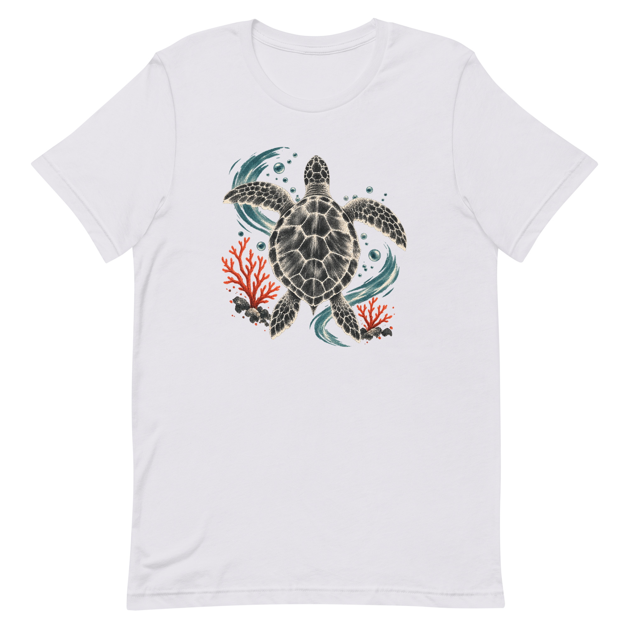 Gyotaku Sea Turtle Coral Japanese Print Art, Japanese Art Tee, Mythology Gift - Image 42