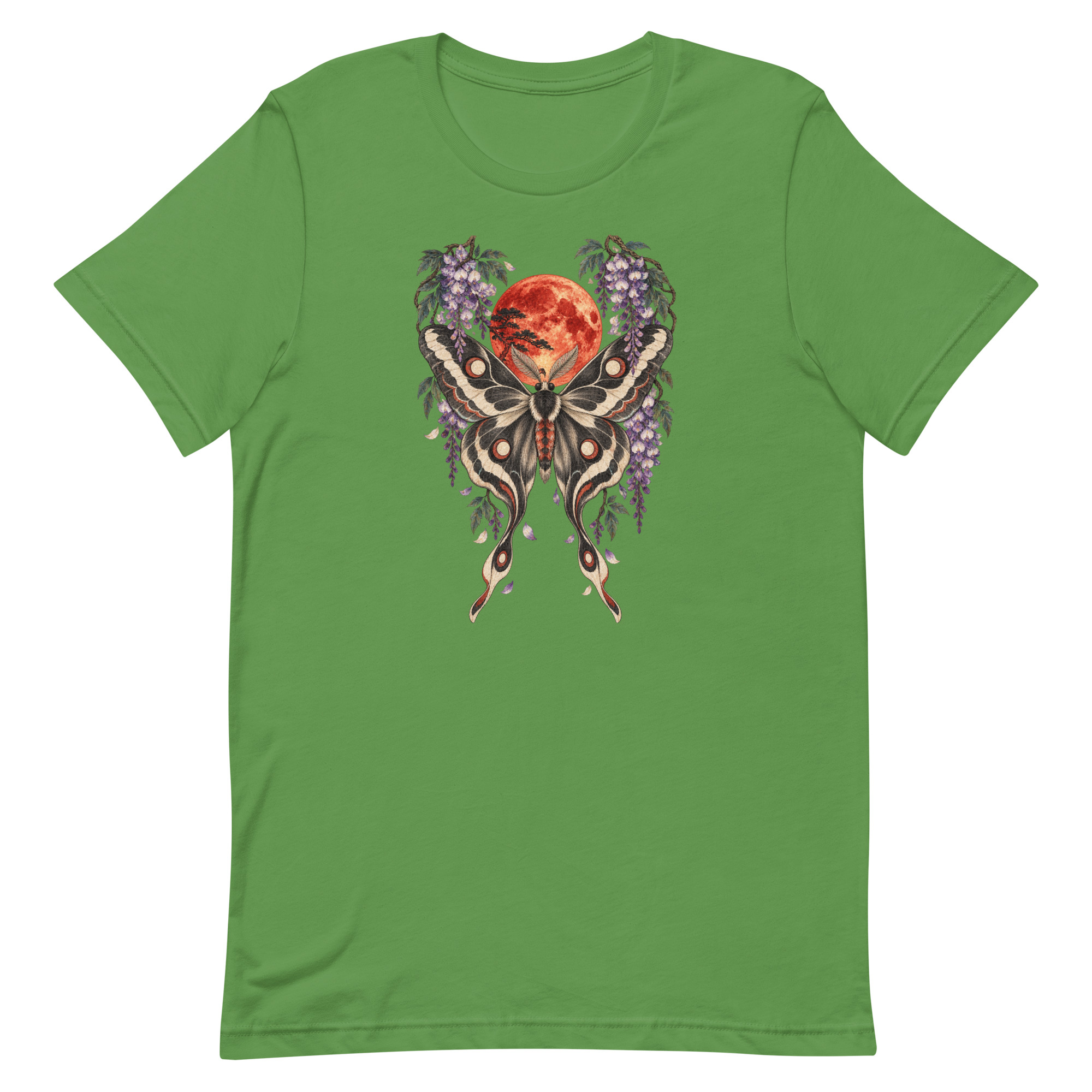 Japanese Moth Red Moon Wisteria Ukiyo-e Art T-Shirt - Image 43