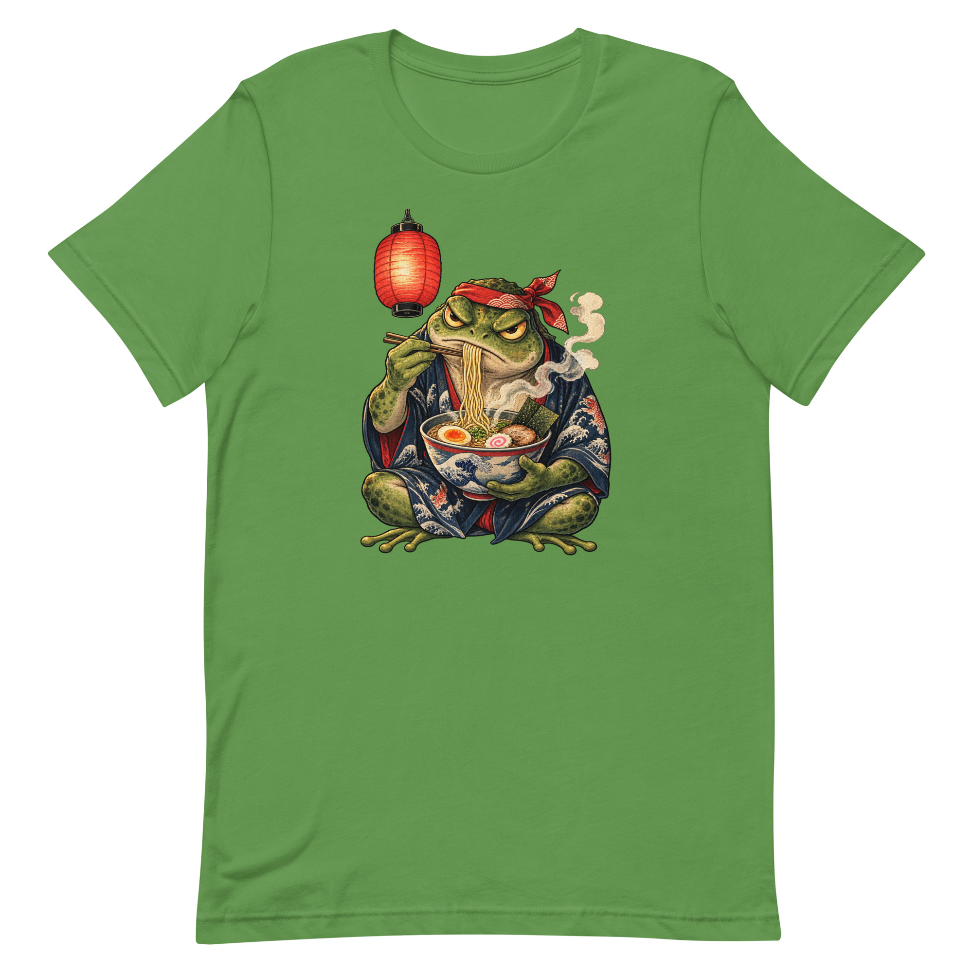 Grumpy Frog Ramen Lantern Japanese Ink Art T-Shirt - Image 43