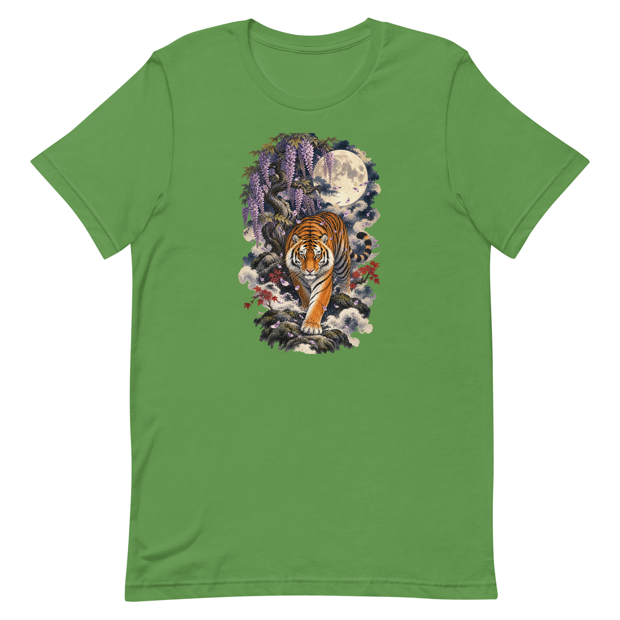 Japanese Tiger Wisteria Full Moon Art, Japanese Art Tee, Mythology Gift - Image 41