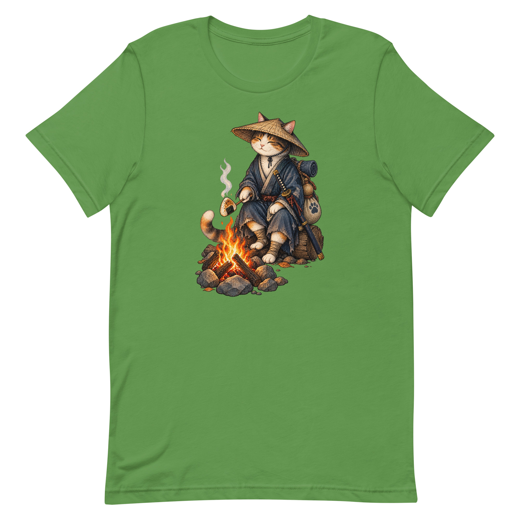 Samurai Cat Onigiri Campfire Japanese Art, Japanese Art Tee, Mythology Gift - Image 43