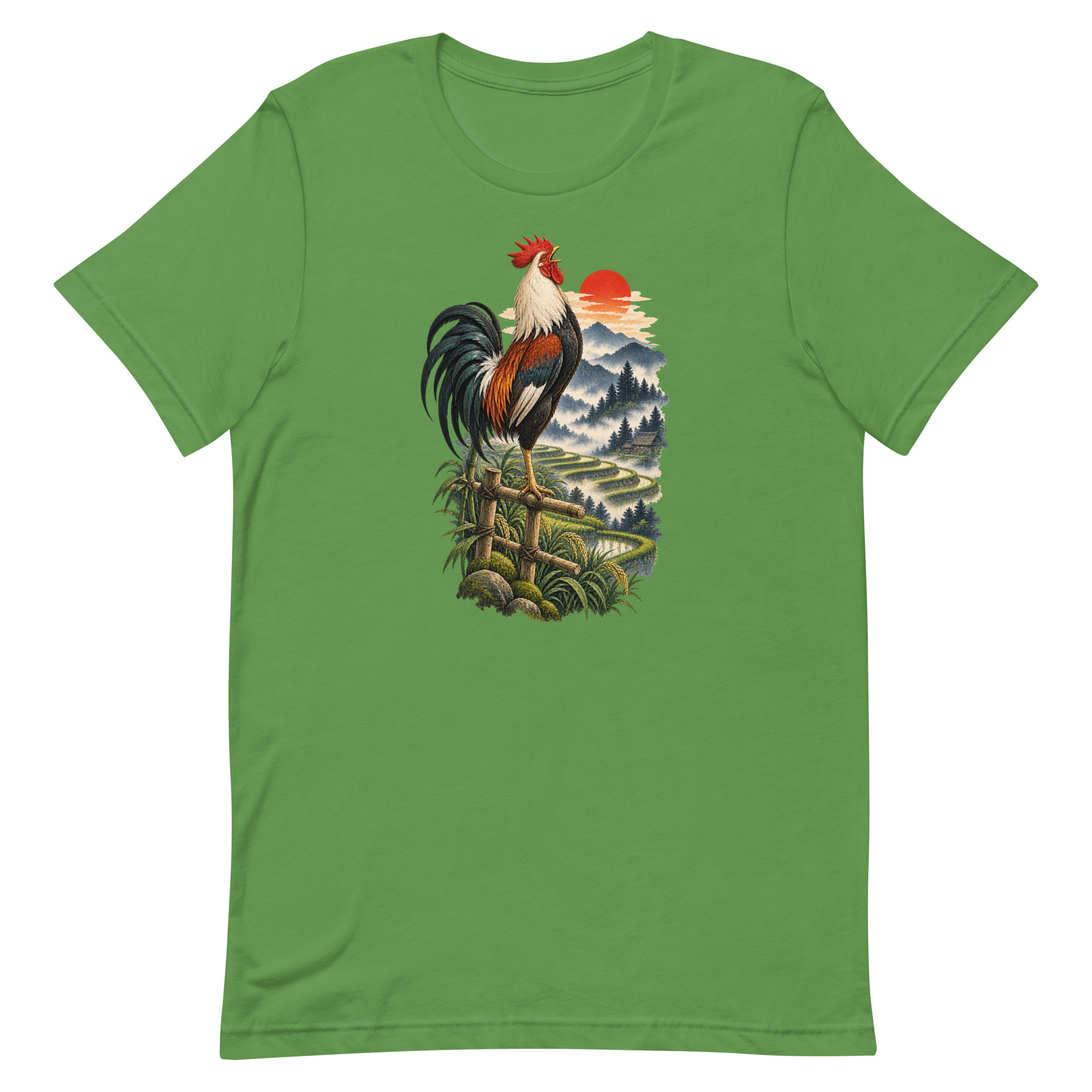 Japanese Rooster Rice Terrace Sunrise Art, Japanese Art Tee, Mythology Gift - Image 41