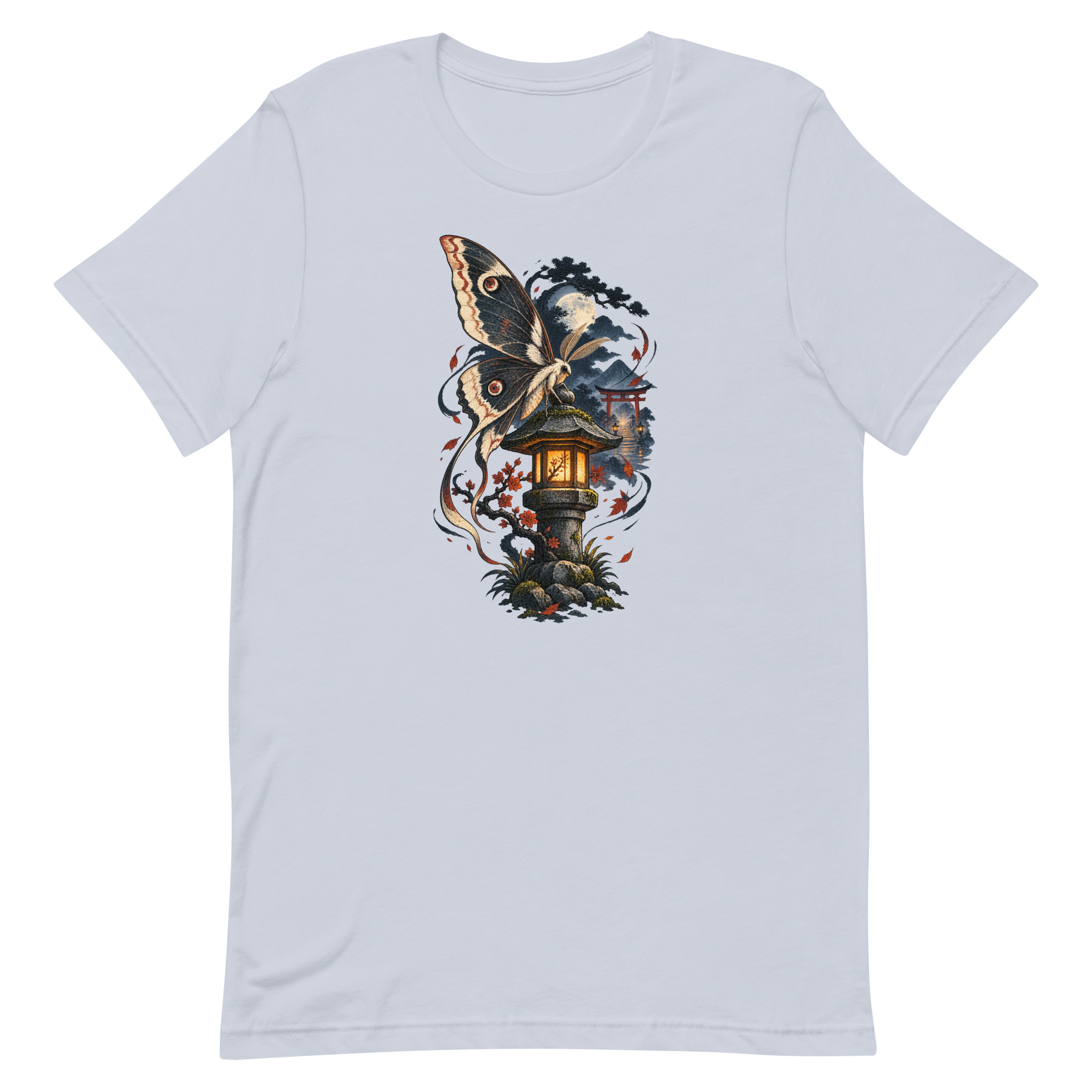 Japanese Moth Lantern Shrine Night Yokai Art T-Shirt - Image 42