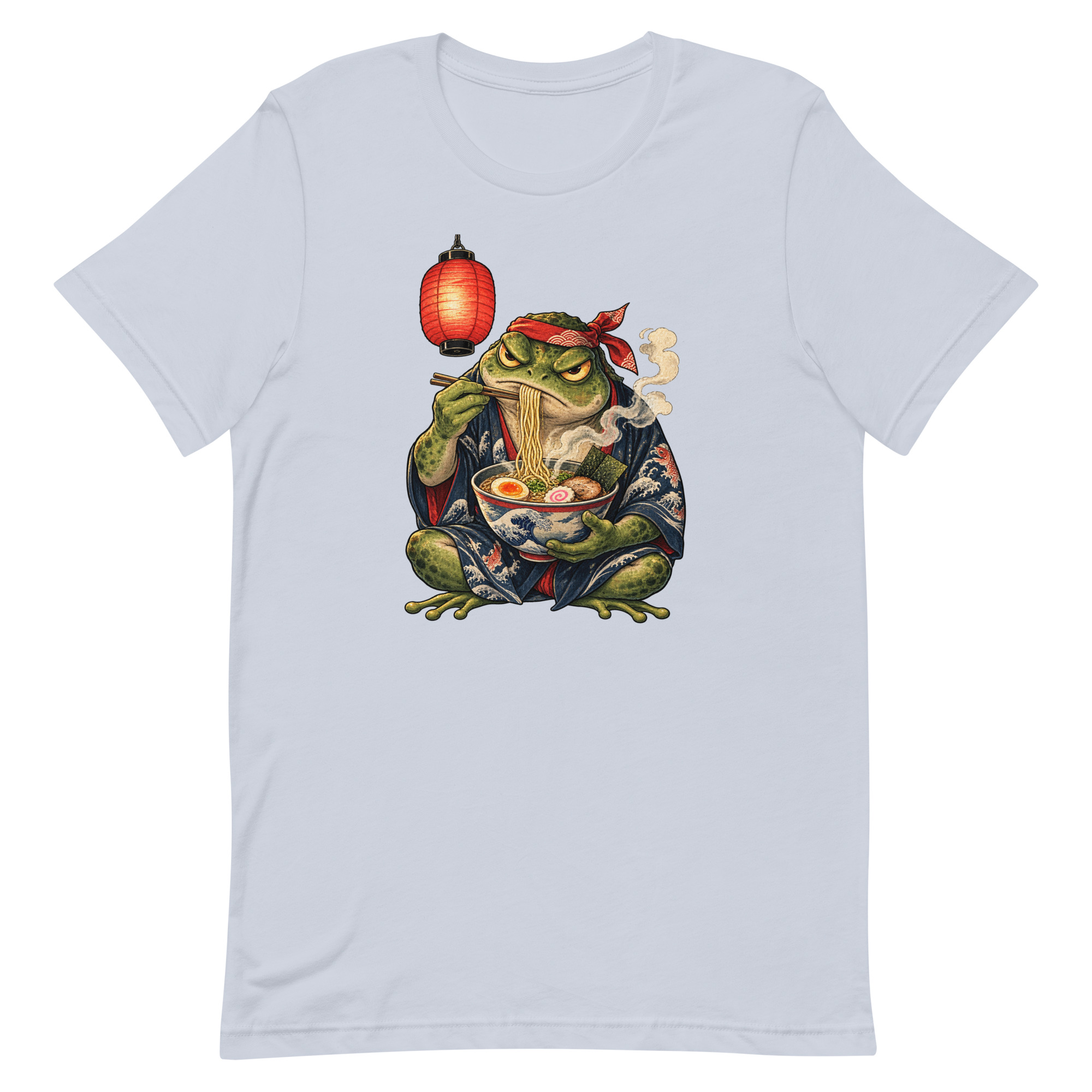 Grumpy Frog Ramen Lantern Japanese Ink Art T-Shirt - Image 44