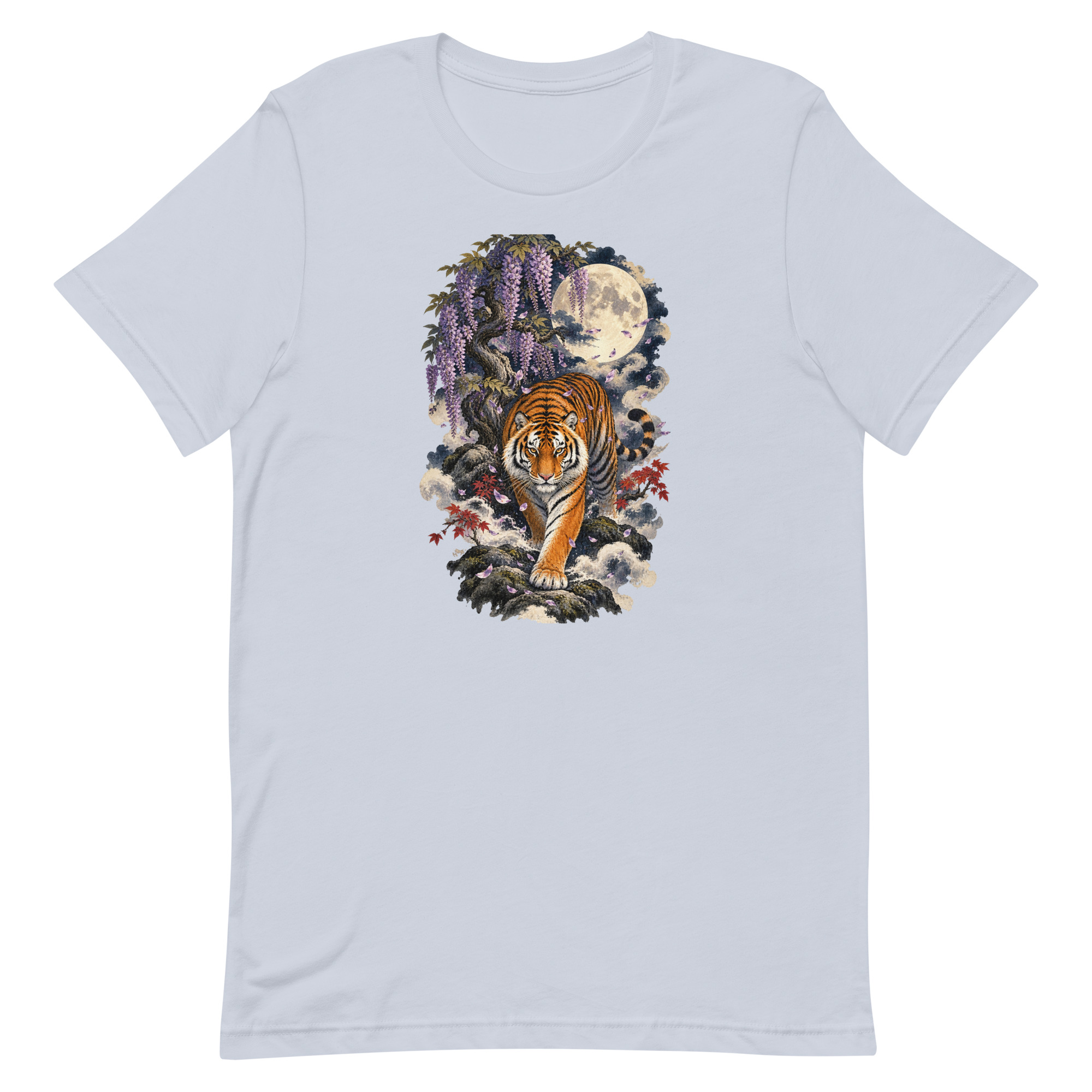 Japanese Tiger Wisteria Full Moon Art, Japanese Art Tee, Mythology Gift - Image 42