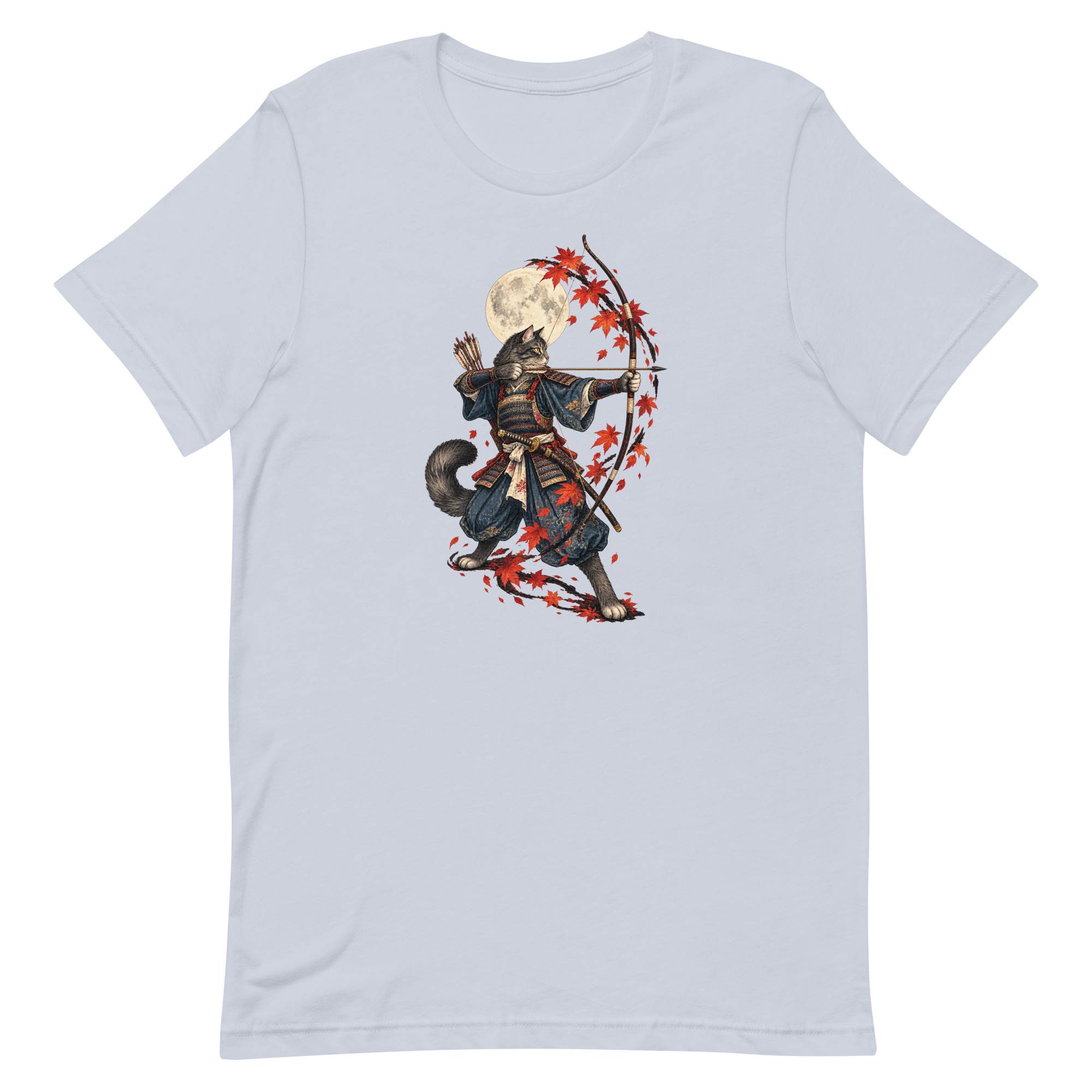 Samurai Cat Archer Maple Moon Japanese Art, Japanese Art Tee, Mythology Gift - Image 44