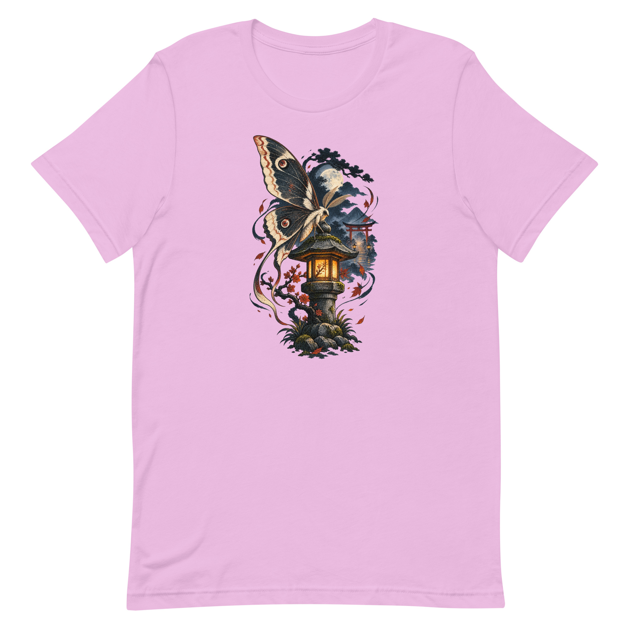 Japanese Moth Lantern Shrine Night Yokai Art T-Shirt - Image 43