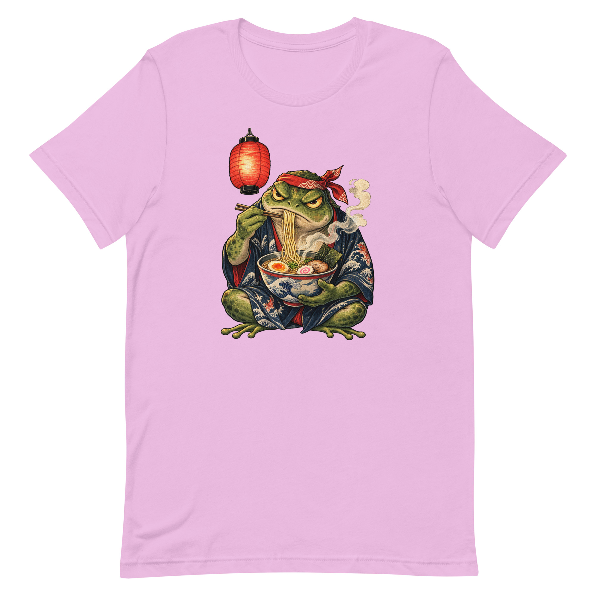 Grumpy Frog Ramen Lantern Japanese Ink Art T-Shirt - Image 45