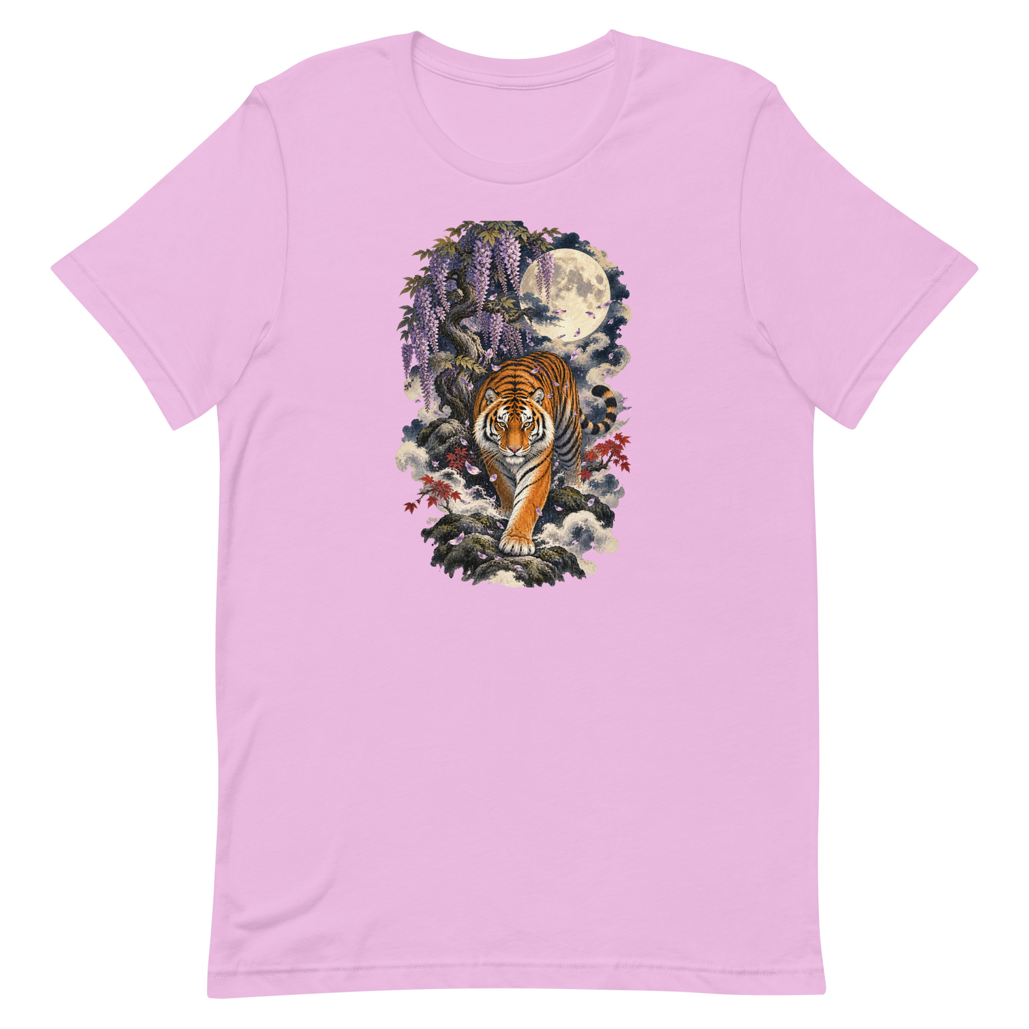 Japanese Tiger Wisteria Full Moon Art, Japanese Art Tee, Mythology Gift - Image 43