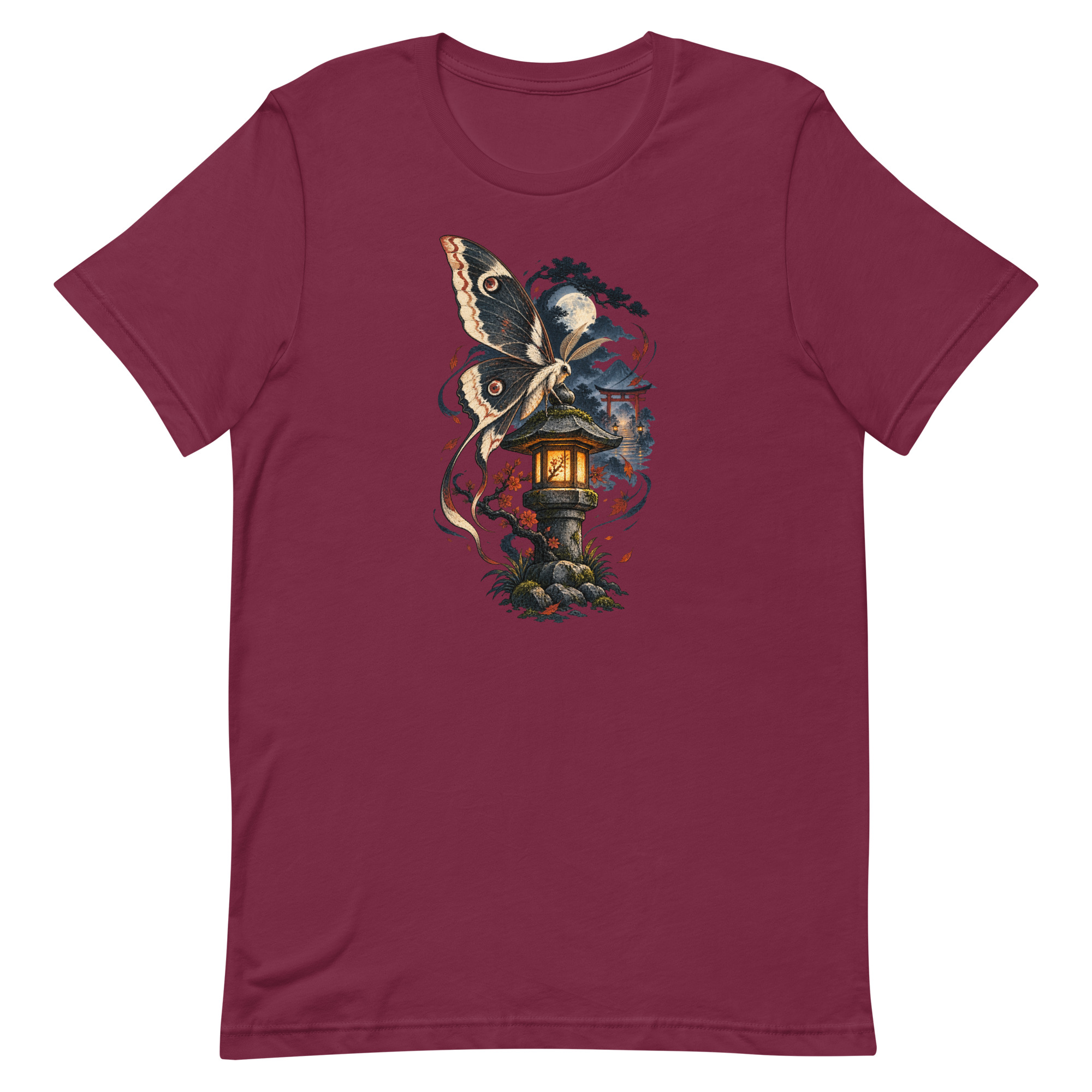 Japanese Moth Lantern Shrine Night Yokai Art T-Shirt - Image 44