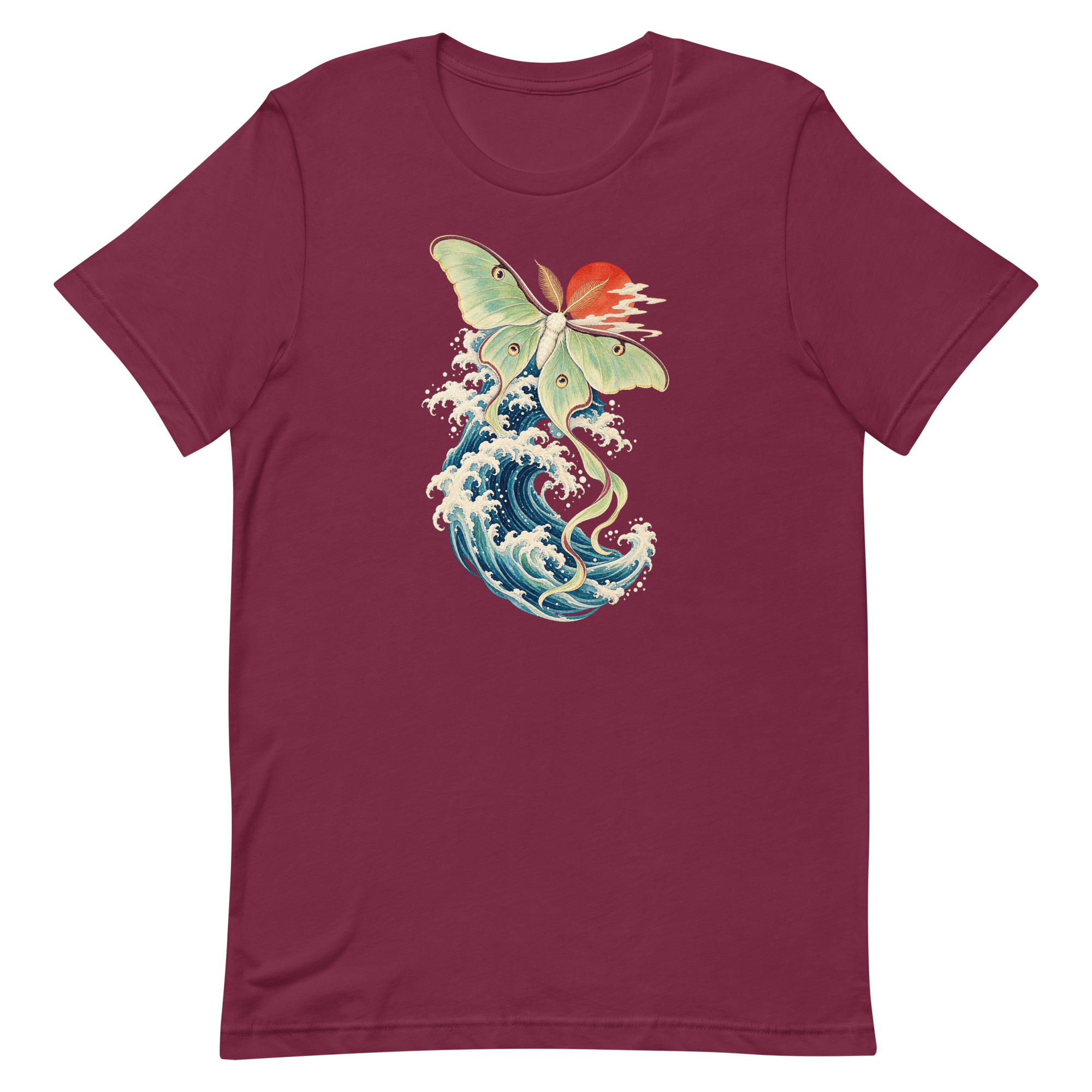 Luna Moth Great Wave Japanese Ukiyo-e Art T-Shirt - Image 44