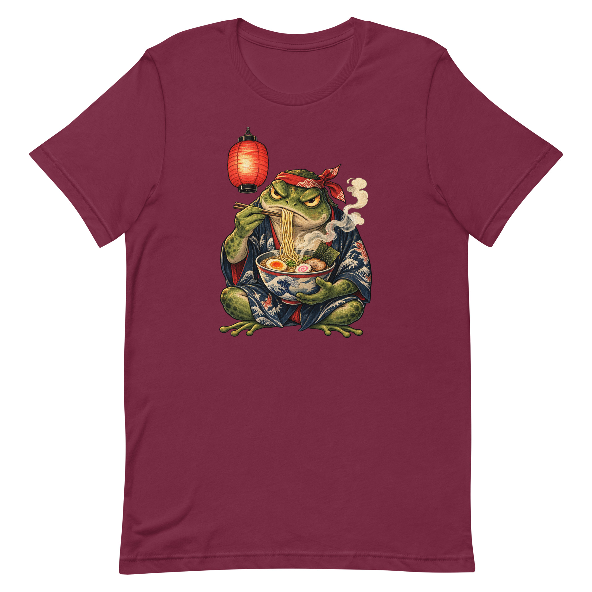 Grumpy Frog Ramen Lantern Japanese Ink Art T-Shirt - Image 46
