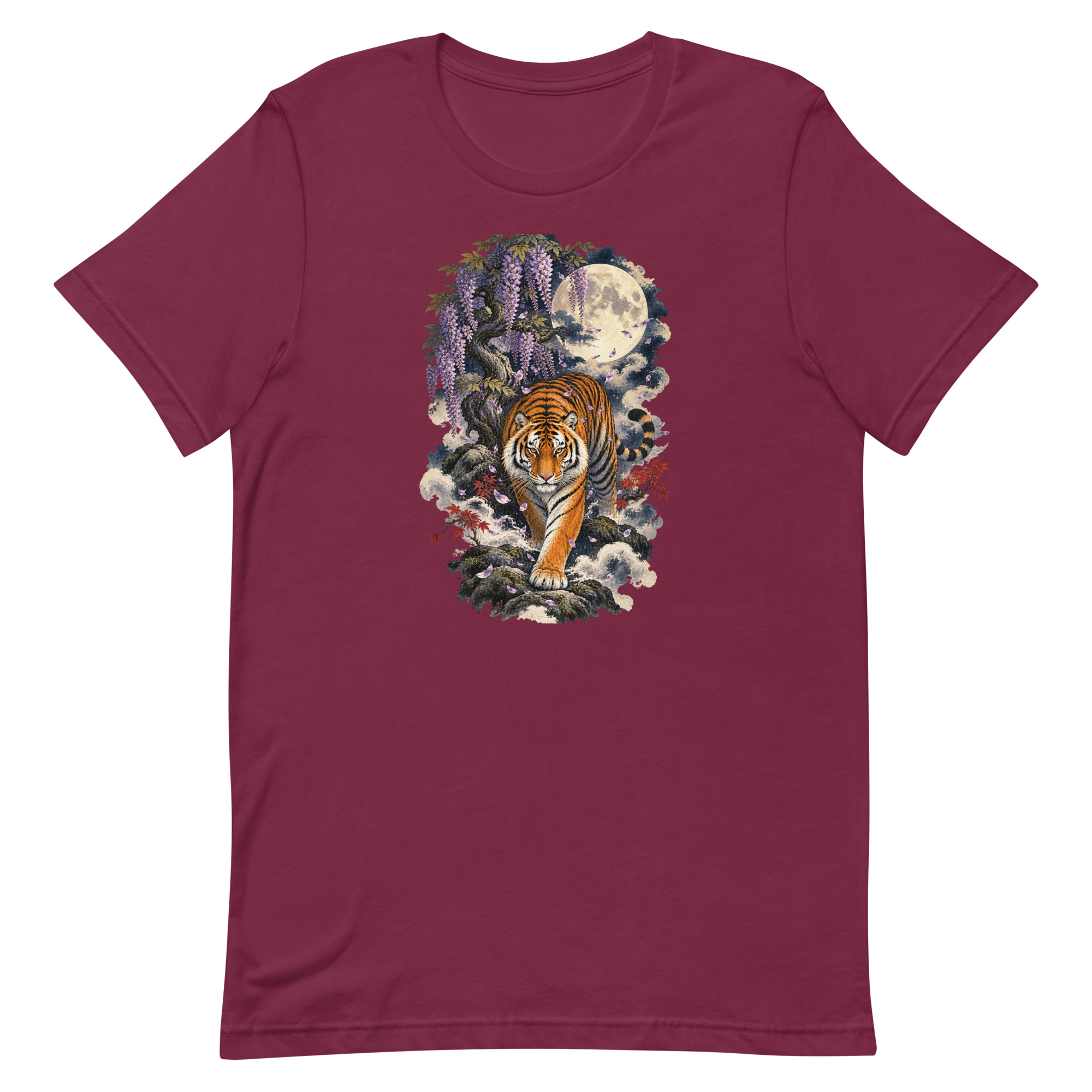 Japanese Tiger Wisteria Full Moon Art, Japanese Art Tee, Mythology Gift - Image 44