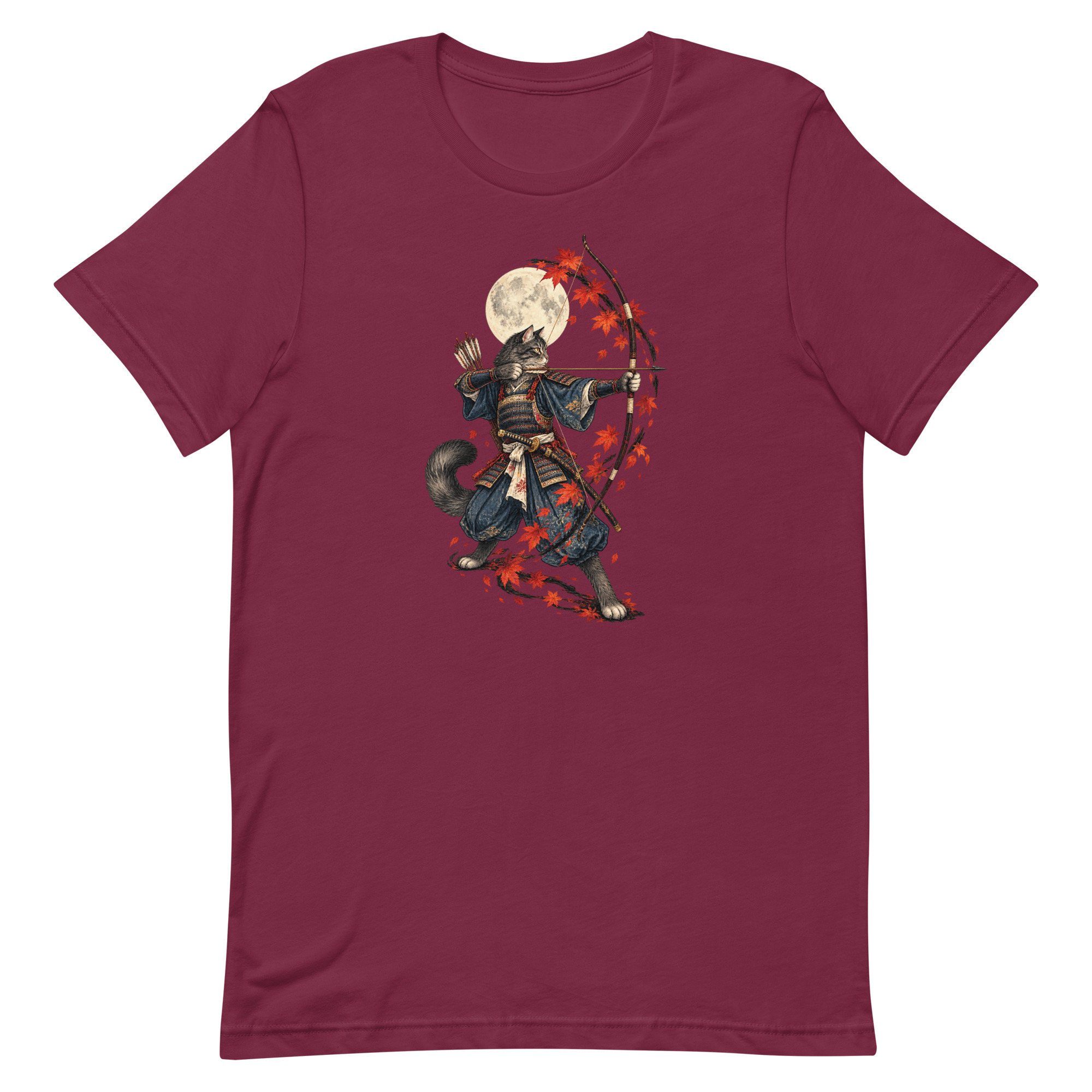 Samurai Cat Archer Maple Moon Japanese Art, Japanese Art Tee, Mythology Gift - Image 46