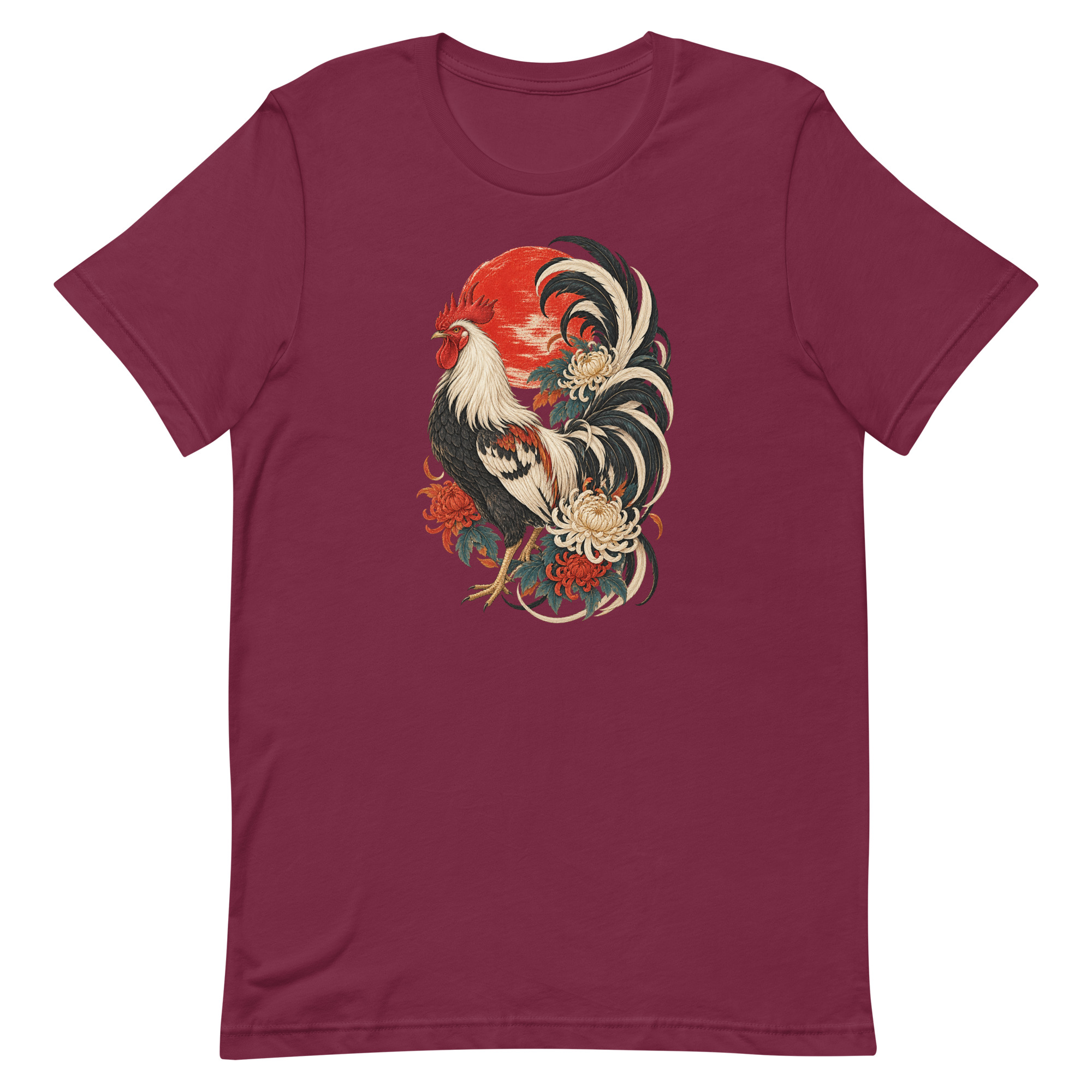 Japanese Rooster Red Sun Chrysanthemum Art, Japanese Art Tee, Mythology Gift - Image 44