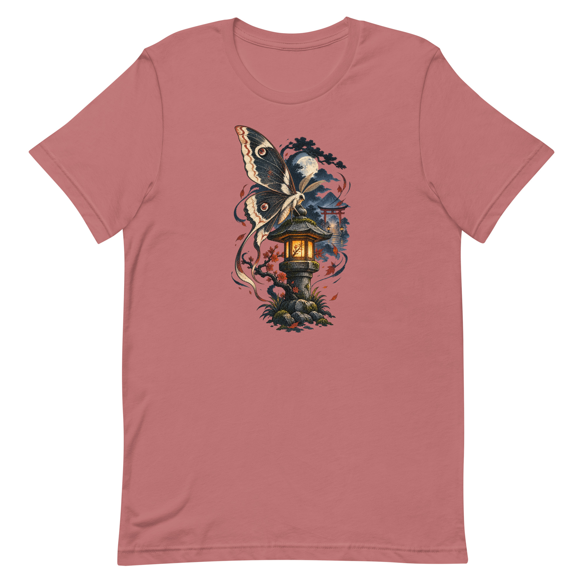 Japanese Moth Lantern Shrine Night Yokai Art T-Shirt - Image 45