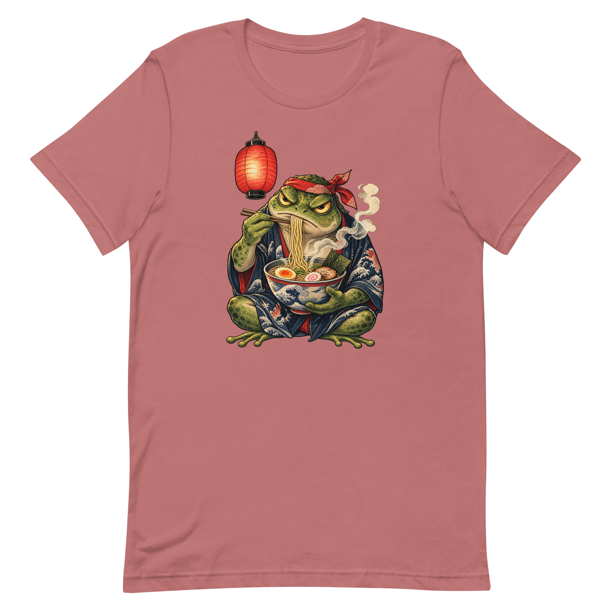 Grumpy Frog Ramen Lantern Japanese Ink Art T-Shirt - Image 47