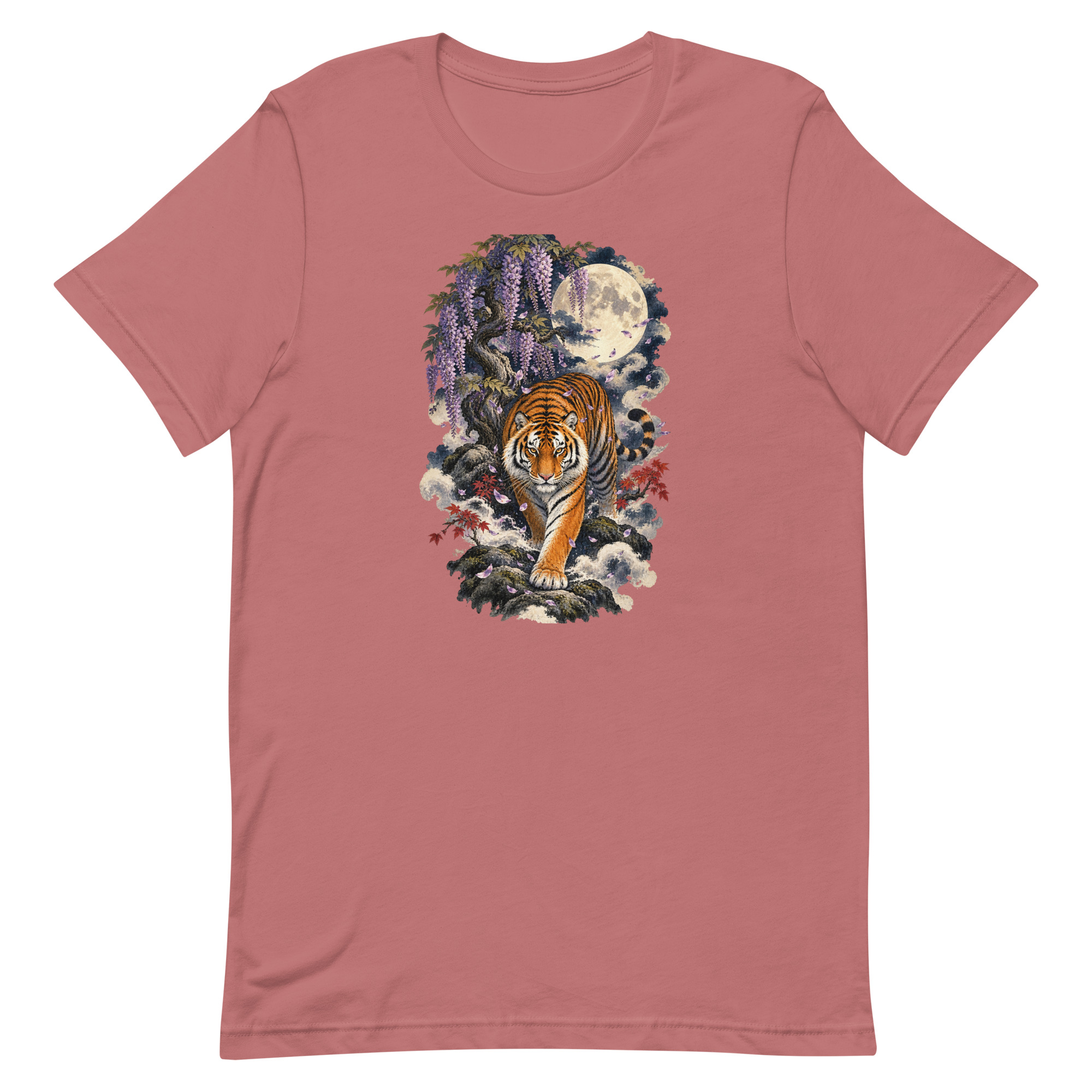 Japanese Tiger Wisteria Full Moon Art, Japanese Art Tee, Mythology Gift - Image 45