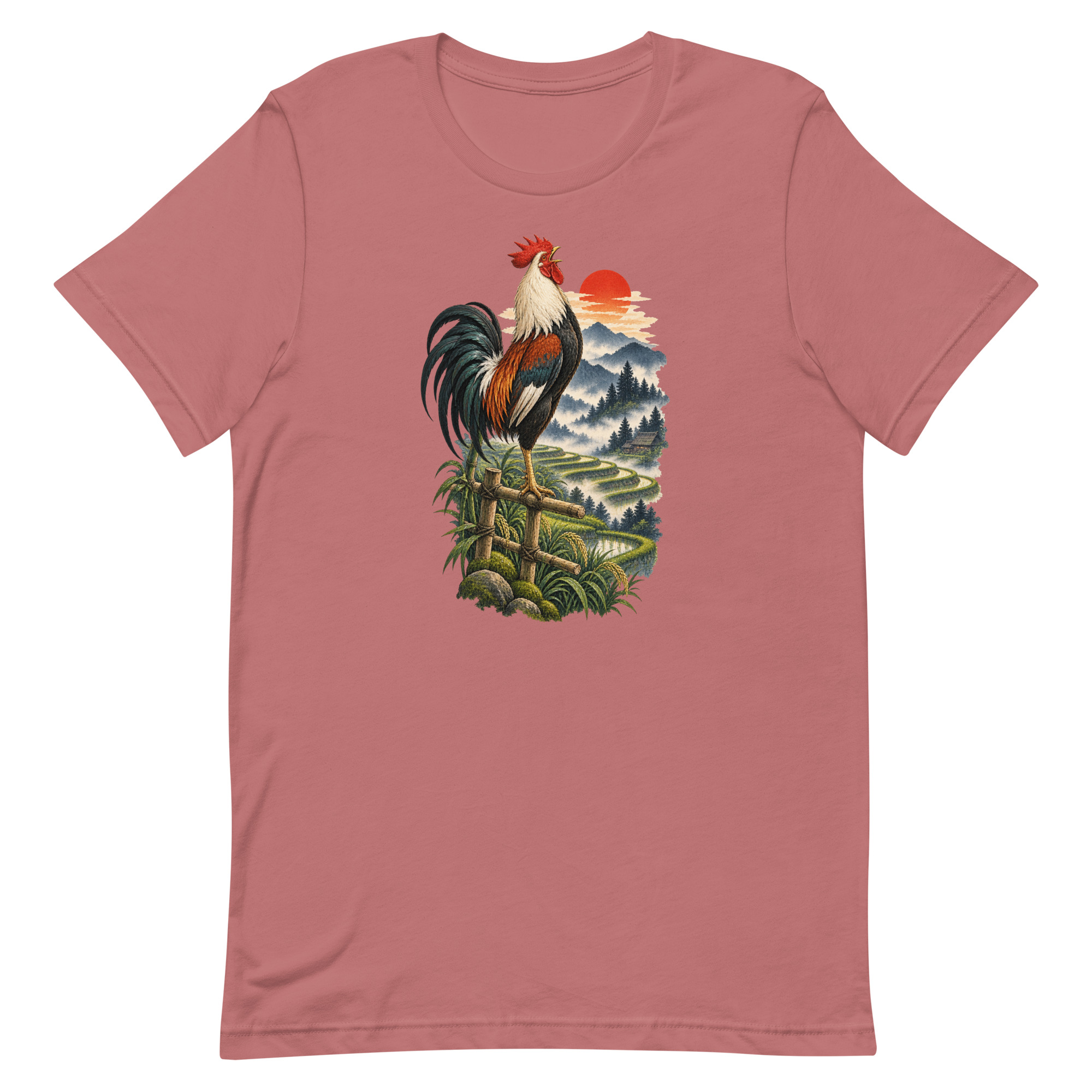 Japanese Rooster Rice Terrace Sunrise Art, Japanese Art Tee, Mythology Gift - Image 45