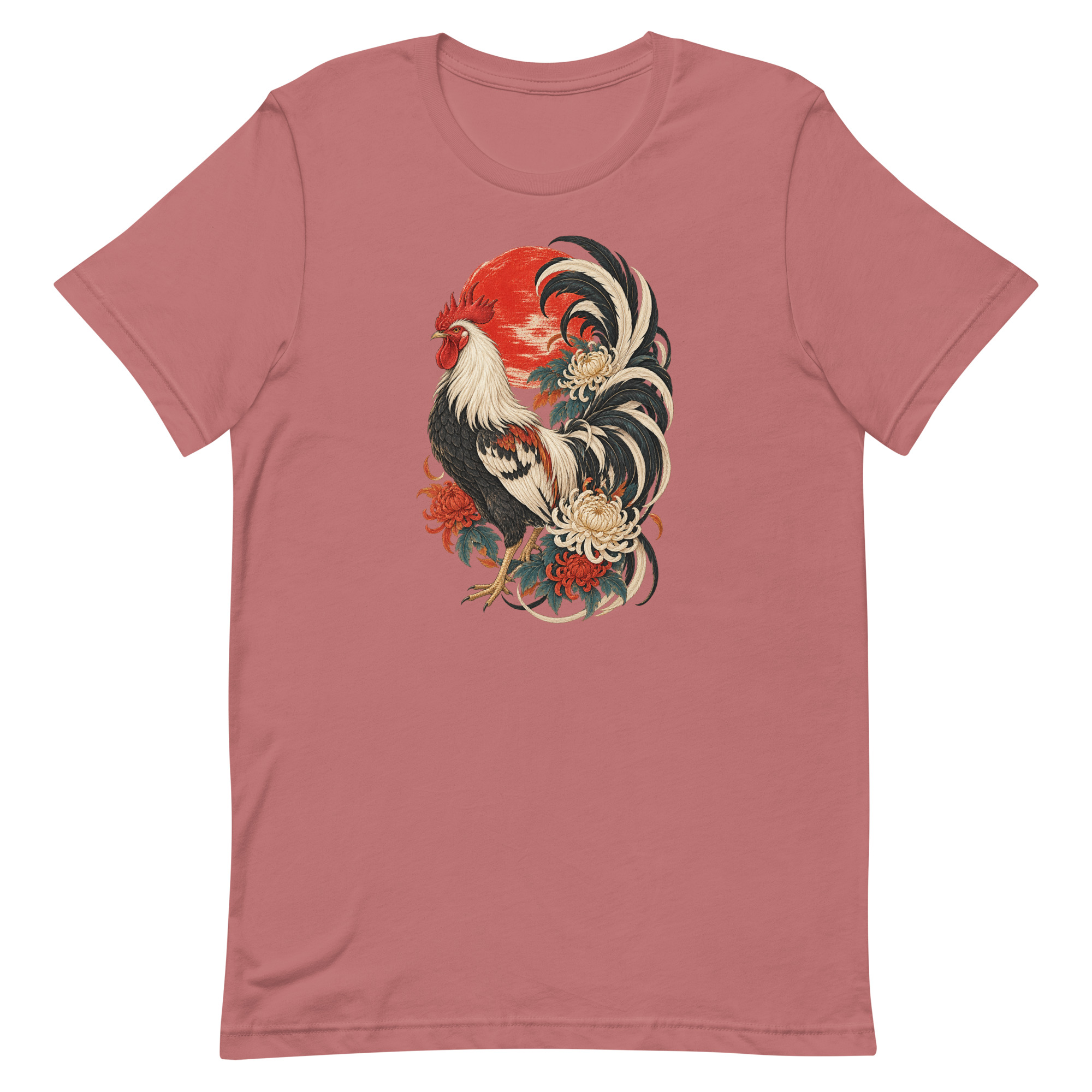 Japanese Rooster Red Sun Chrysanthemum Art, Japanese Art Tee, Mythology Gift - Image 45