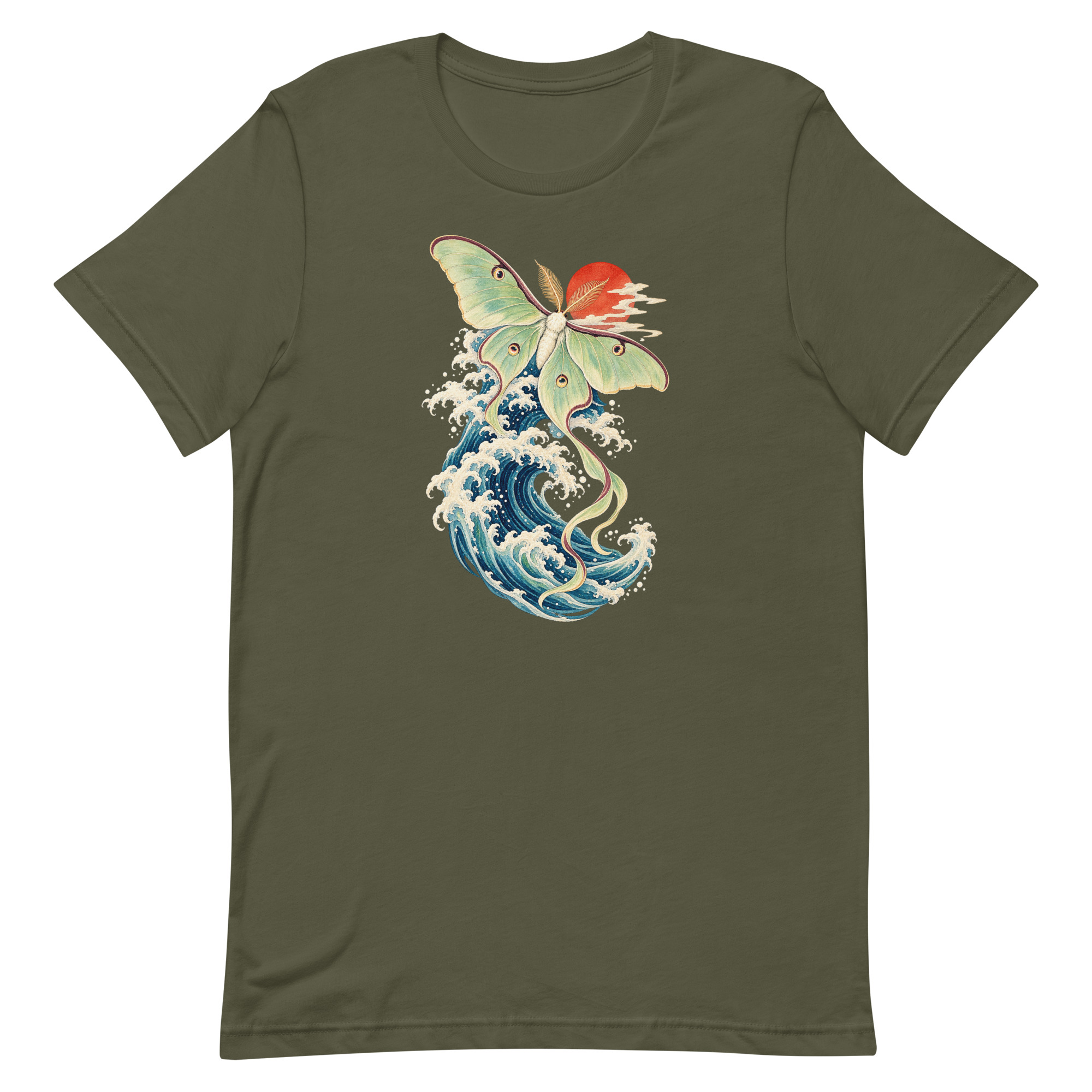 Luna Moth Great Wave Japanese Ukiyo-e Art T-Shirt - Image 46