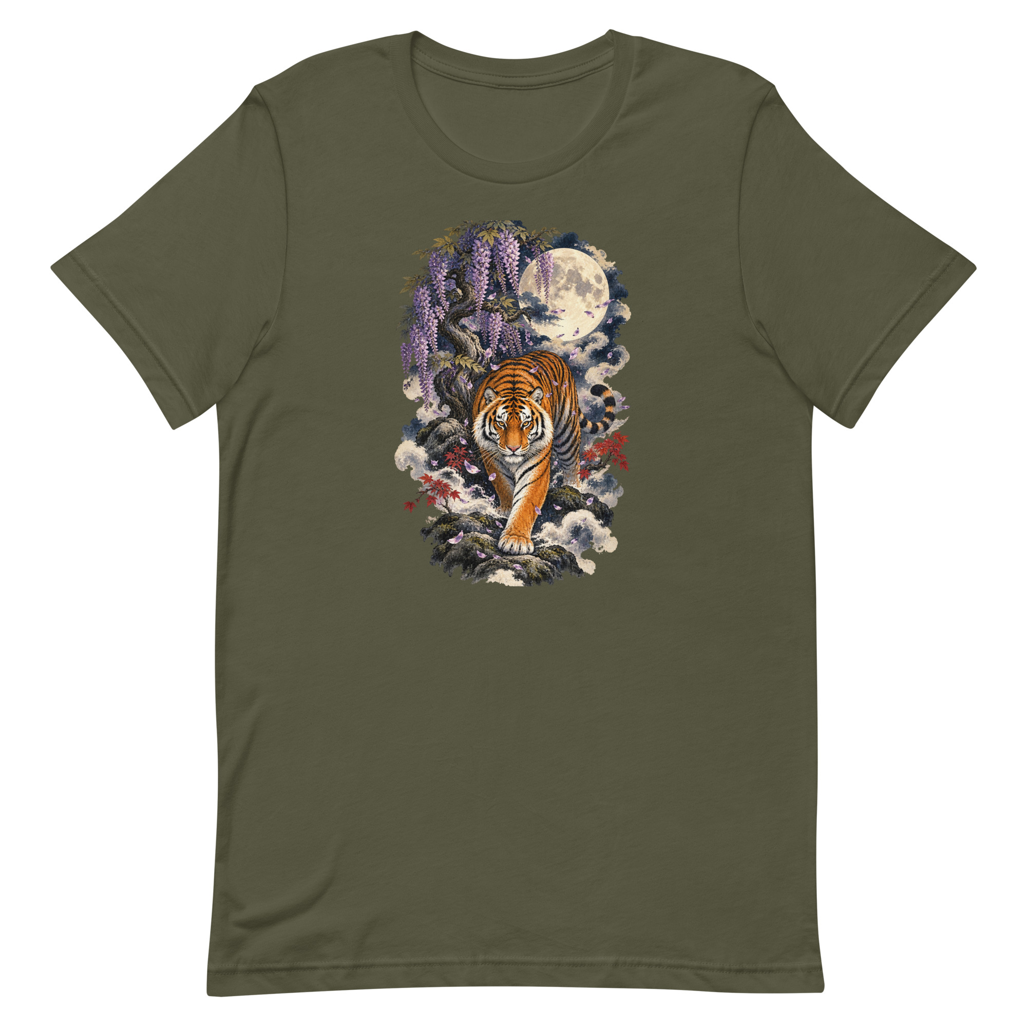 Japanese Tiger Wisteria Full Moon Art, Japanese Art Tee, Mythology Gift - Image 46