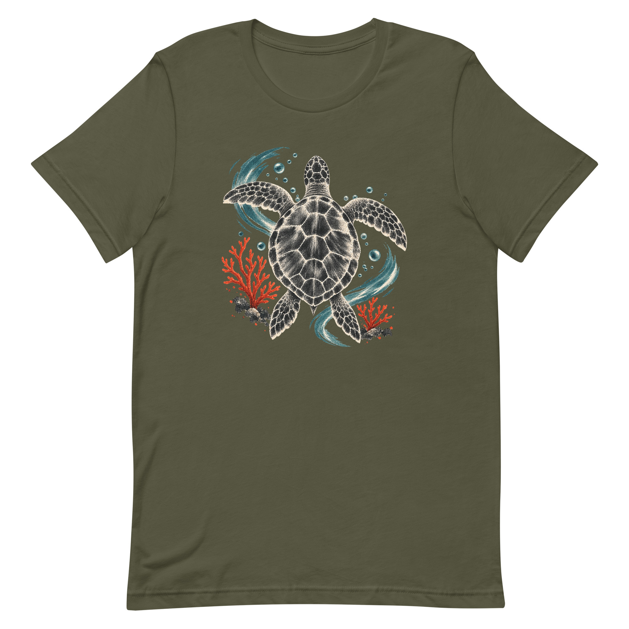 Gyotaku Sea Turtle Coral Japanese Print Art, Japanese Art Tee, Mythology Gift - Image 48