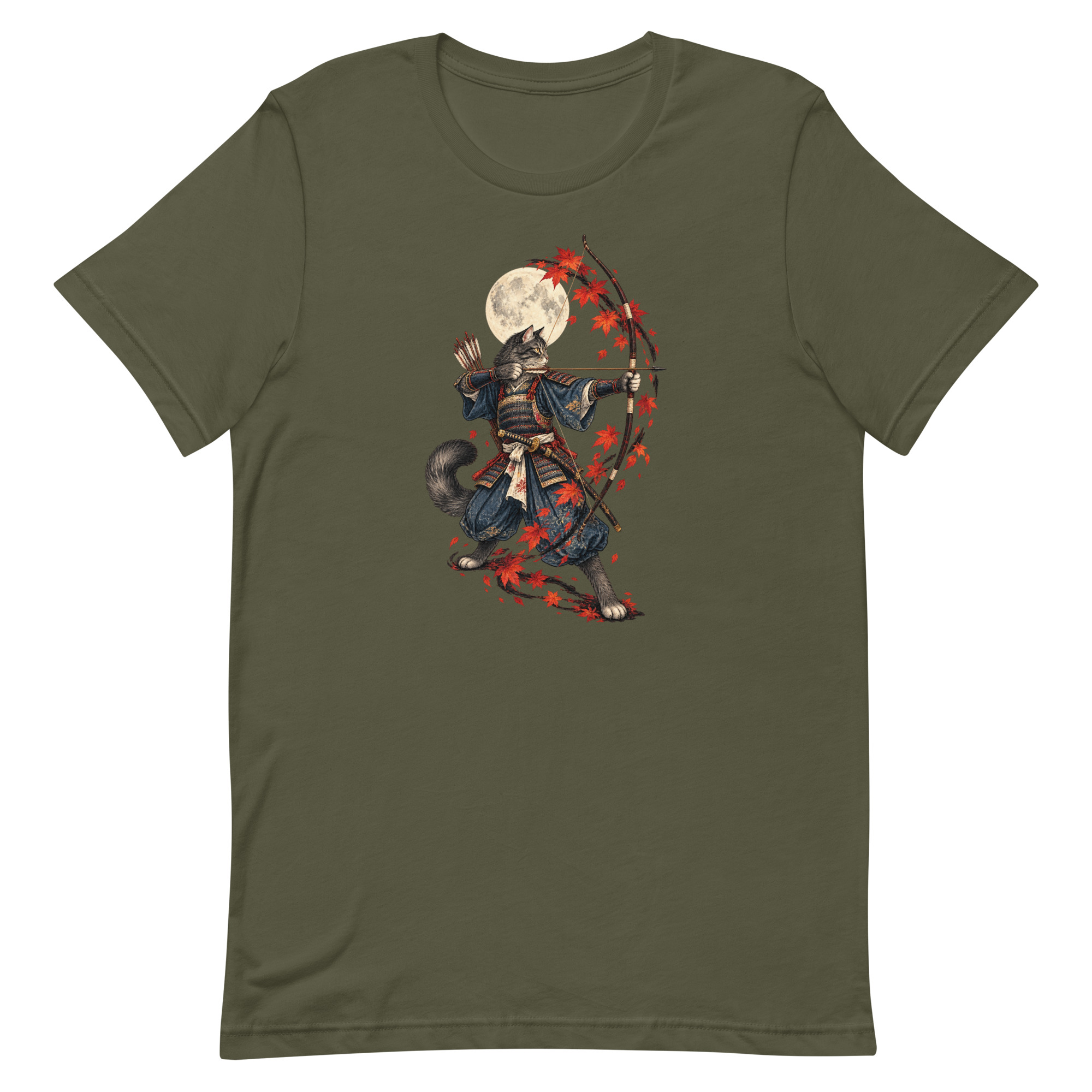 Samurai Cat Archer Maple Moon Japanese Art, Japanese Art Tee, Mythology Gift - Image 48