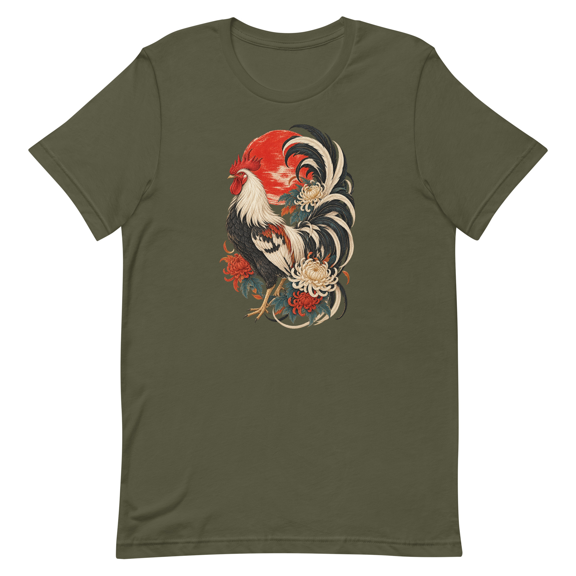 Japanese Rooster Red Sun Chrysanthemum Art, Japanese Art Tee, Mythology Gift - Image 46