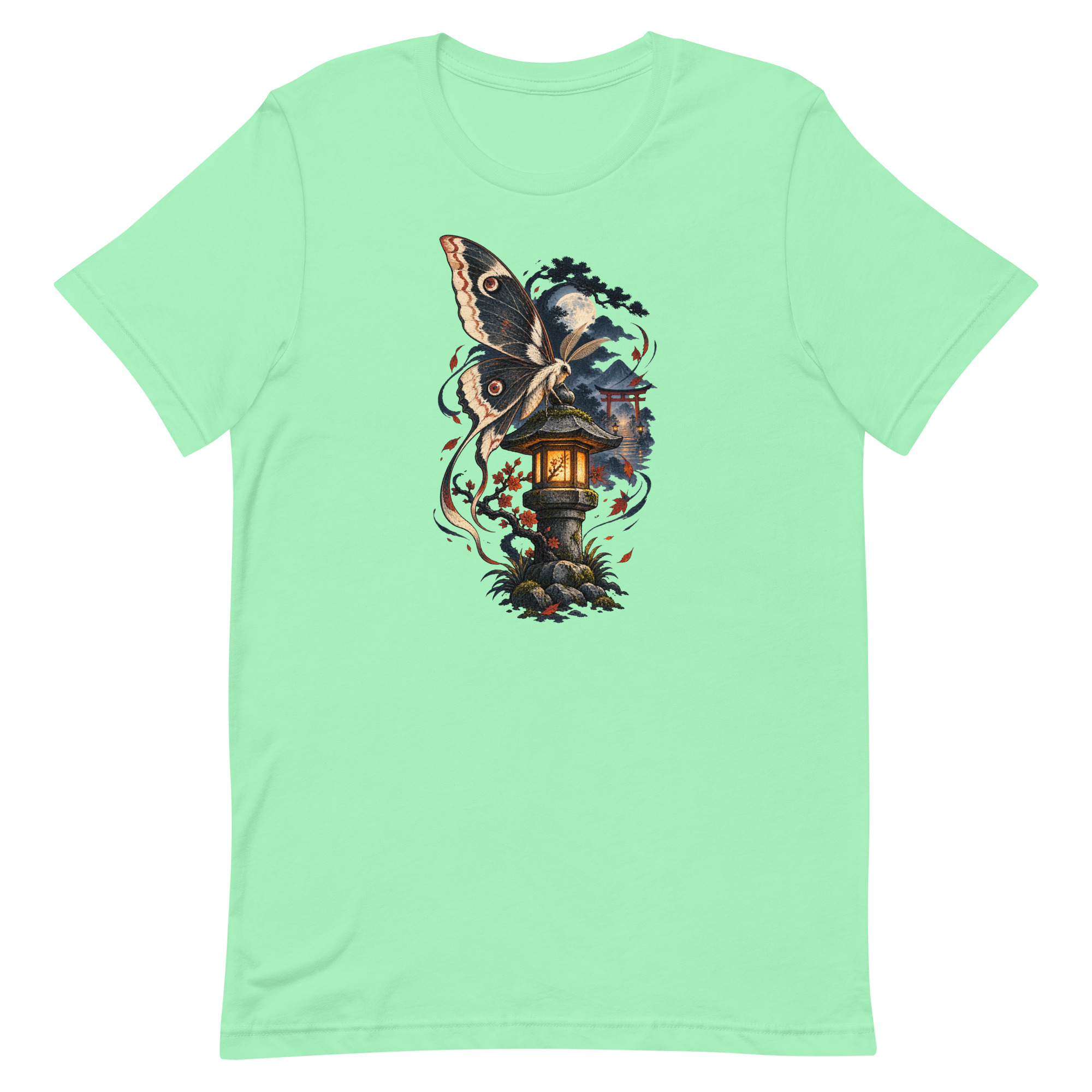 Japanese Moth Lantern Shrine Night Yokai Art T-Shirt - Image 81
