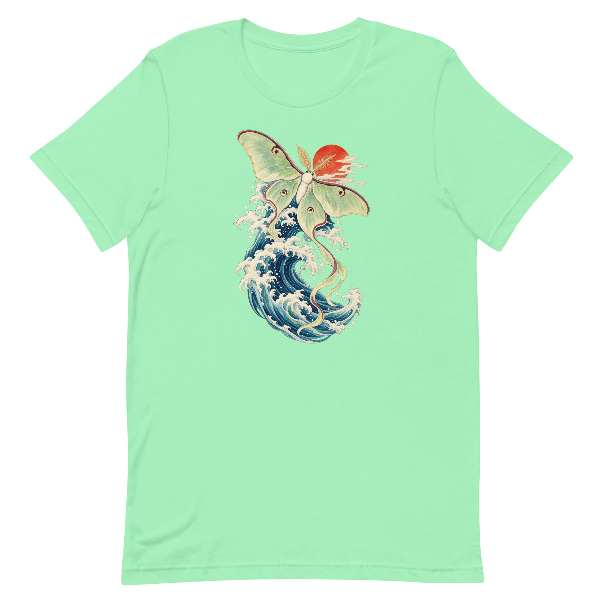Luna Moth Great Wave Japanese Ukiyo-e Art T-Shirt - Image 81