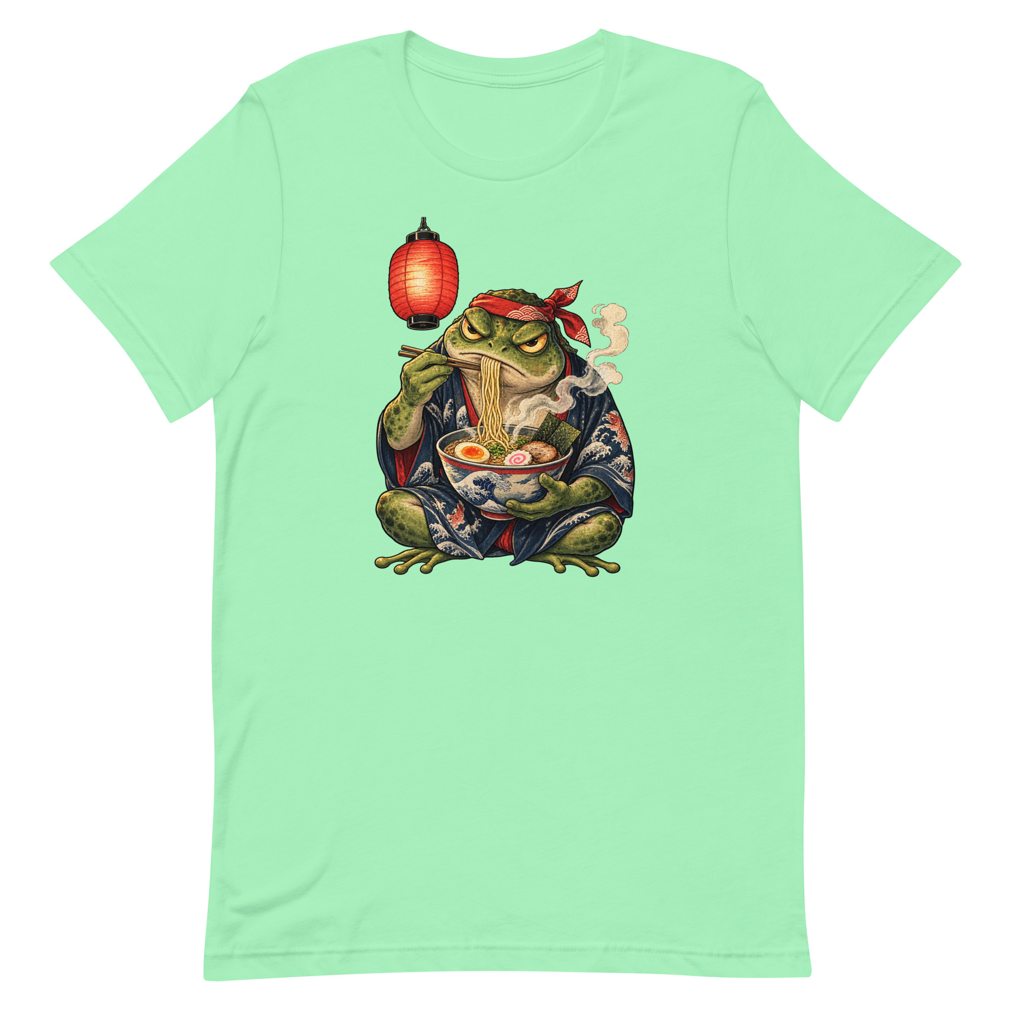 Grumpy Frog Ramen Lantern Japanese Ink Art T-Shirt - Image 83