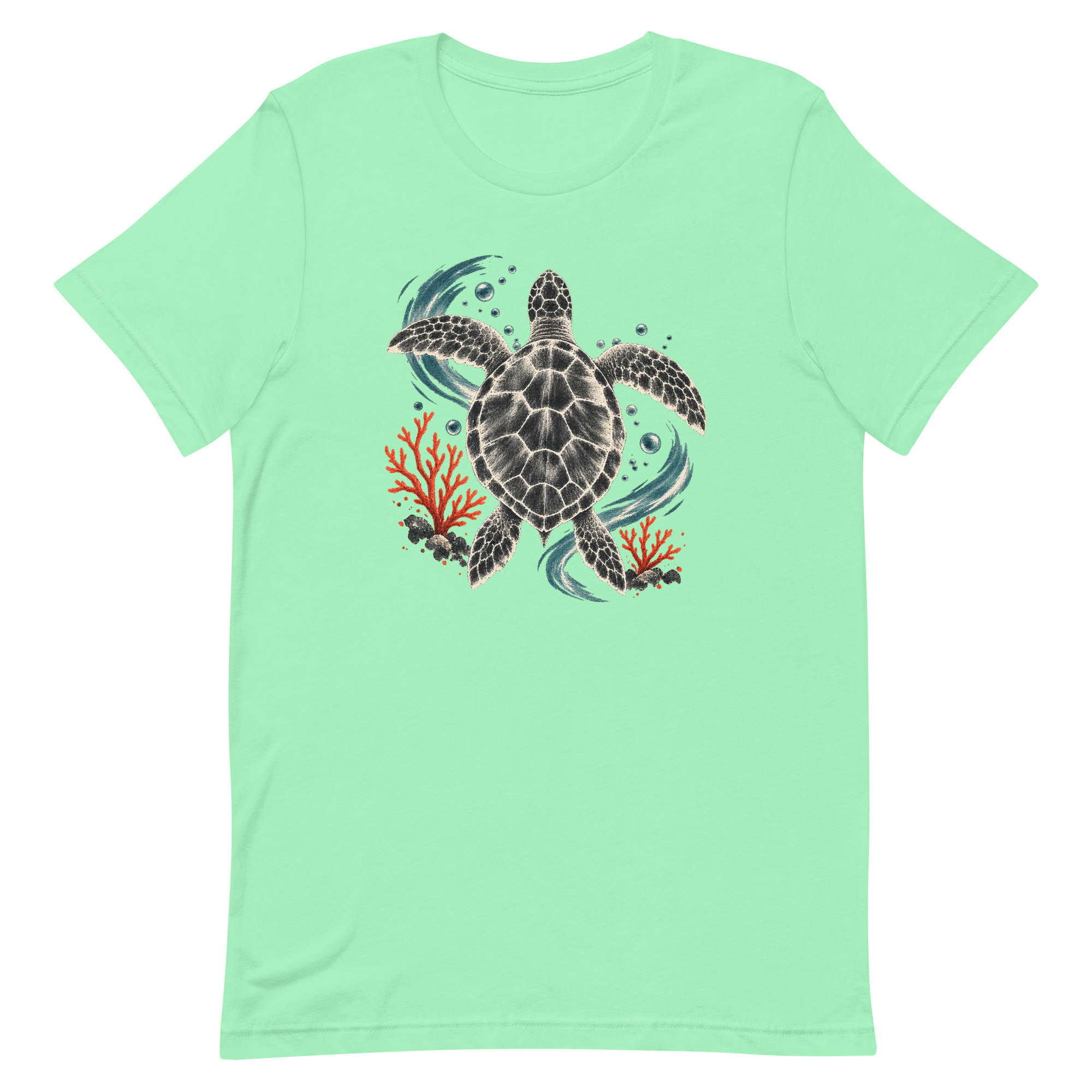 Gyotaku Sea Turtle Coral Japanese Print Art, Japanese Art Tee, Mythology Gift - Image 83