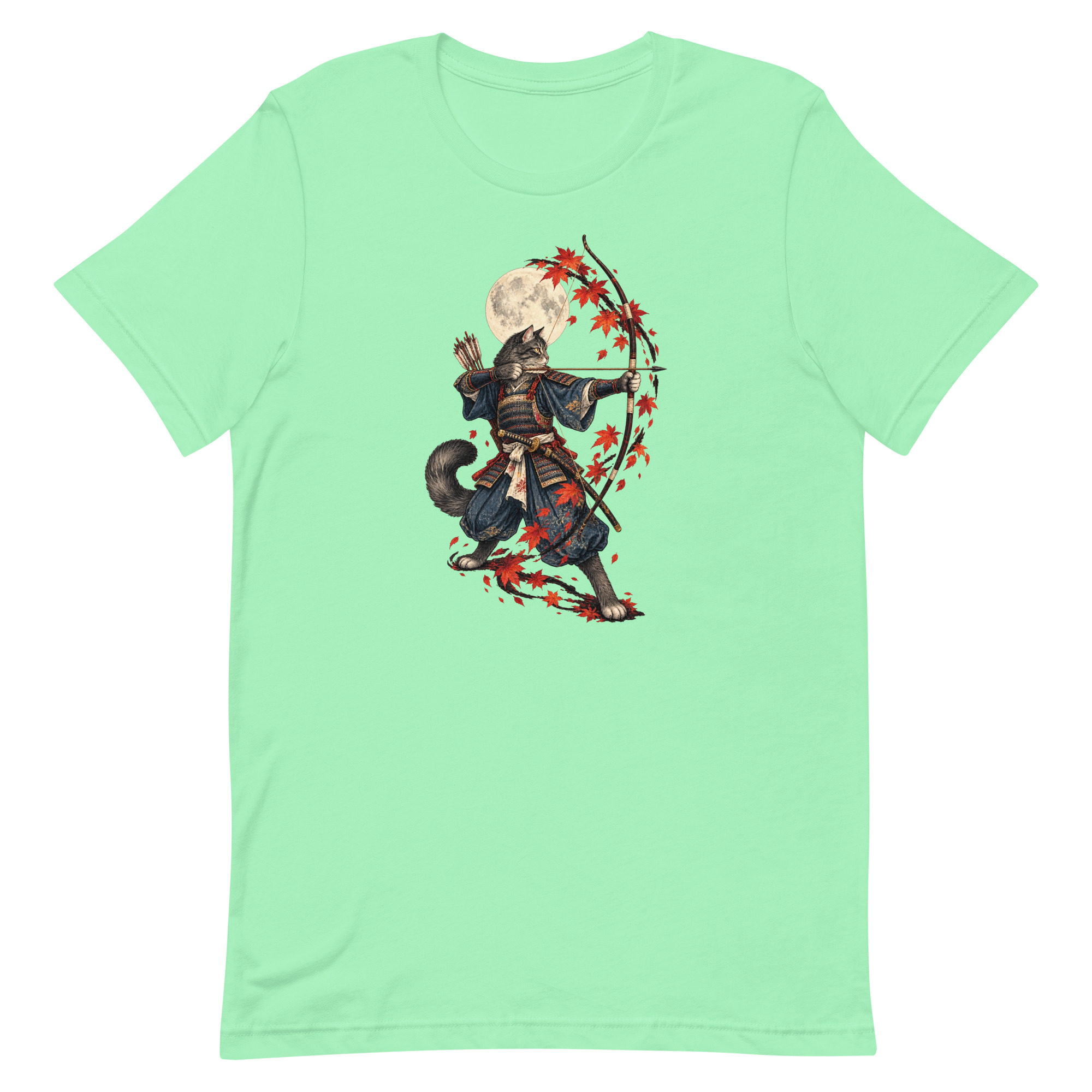 Samurai Cat Archer Maple Moon Japanese Art, Japanese Art Tee, Mythology Gift - Image 83