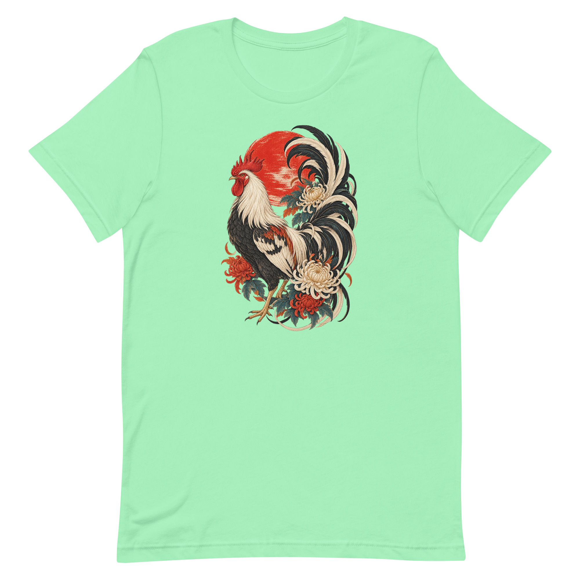 Japanese Rooster Red Sun Chrysanthemum Art, Japanese Art Tee, Mythology Gift - Image 81