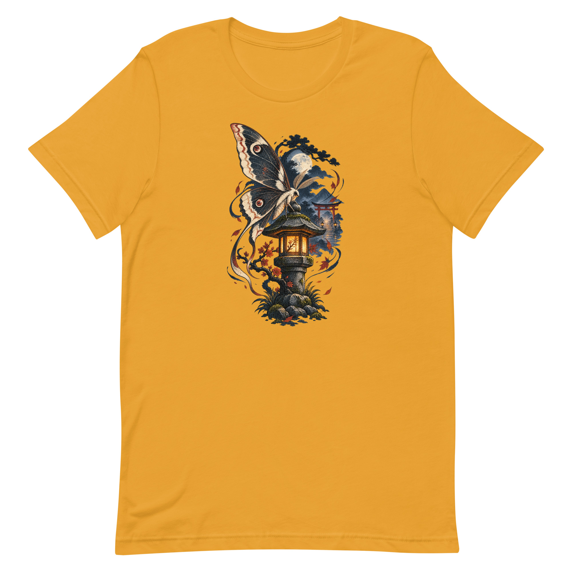 Japanese Moth Lantern Shrine Night Yokai Art T-Shirt - Image 47